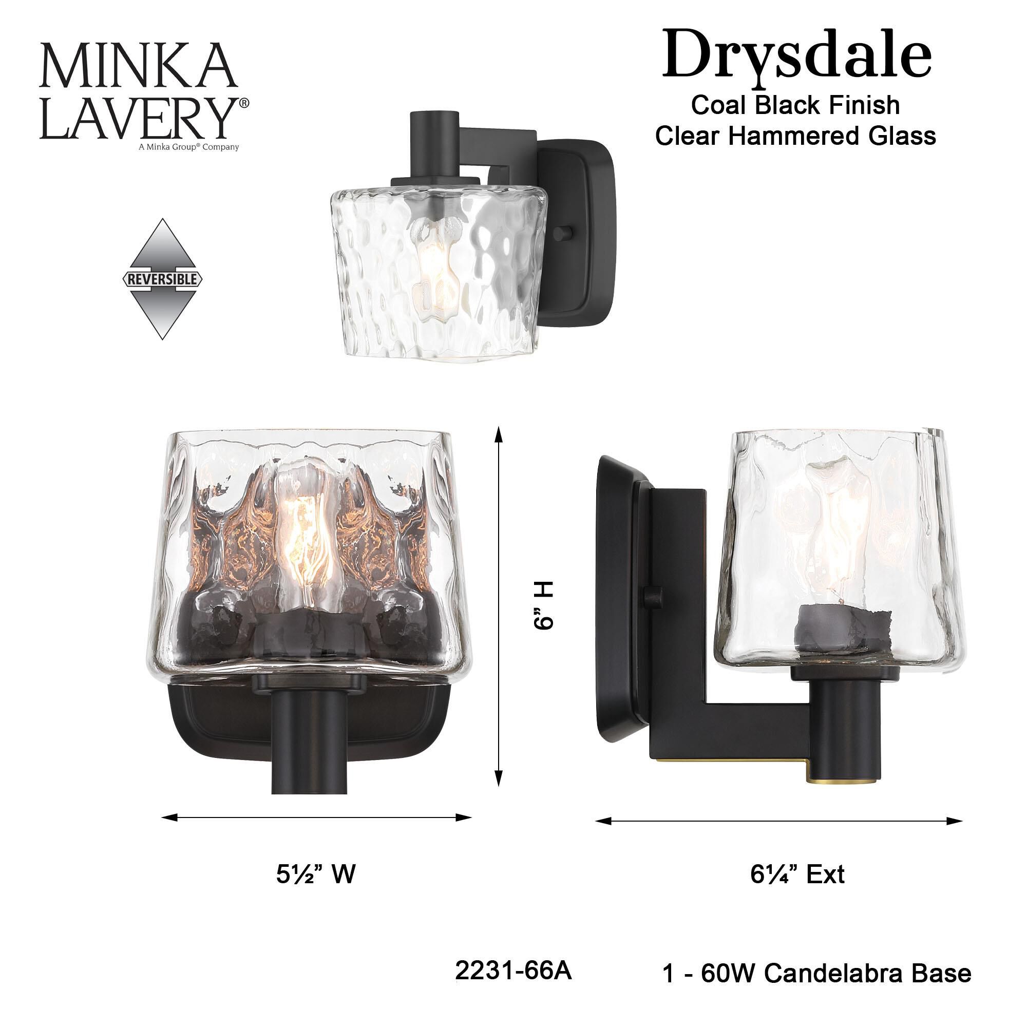 Shown in Coal finish and Clear glass