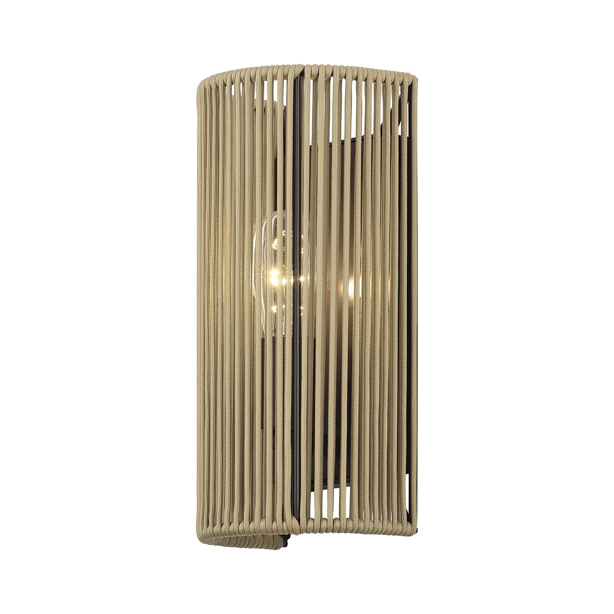 Shown in English Bronze finish and Hand-Woven Venetian Gold Color Polyester Rope shade