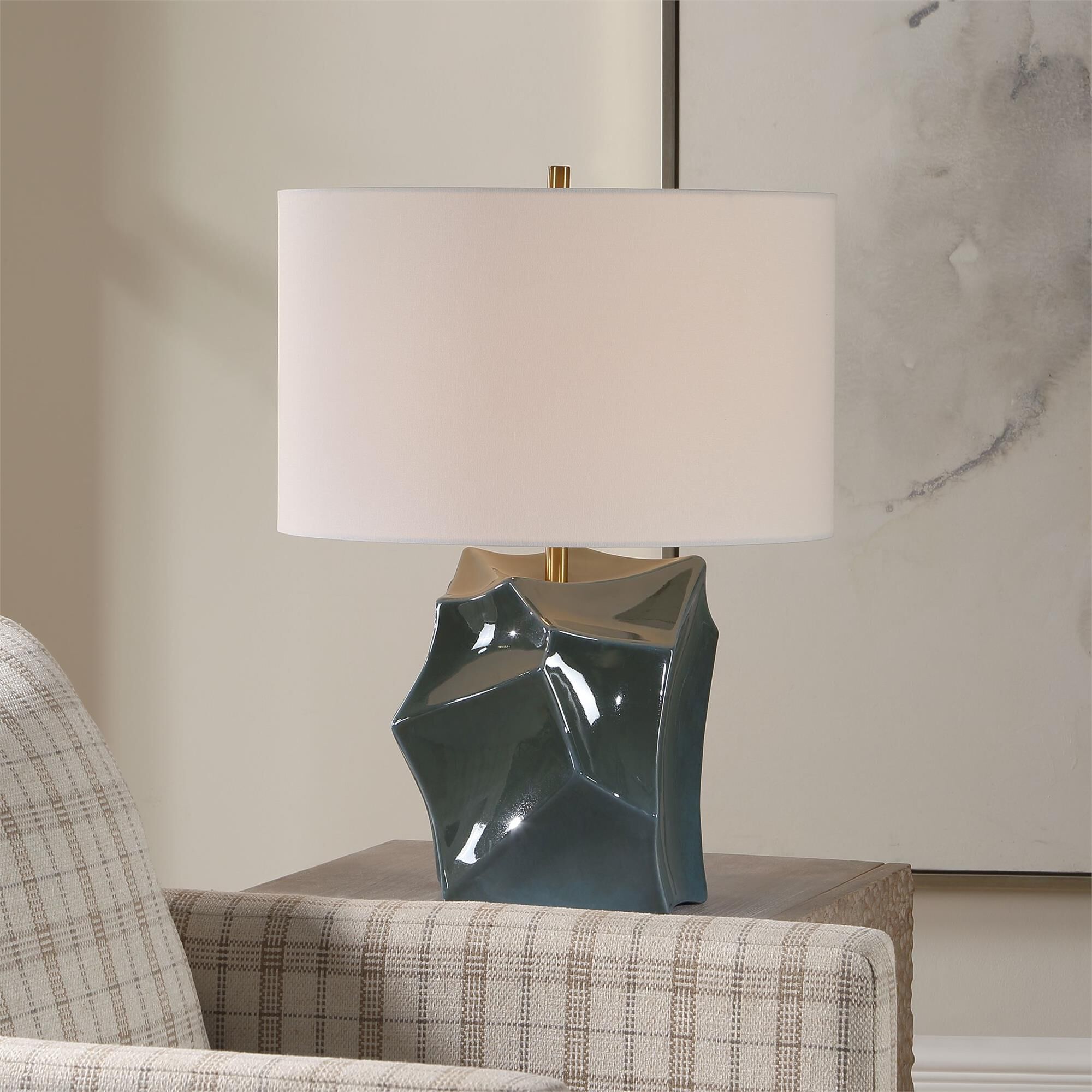 Shown in Blue, Bronze, Green finish and Round Drum Hardback shade