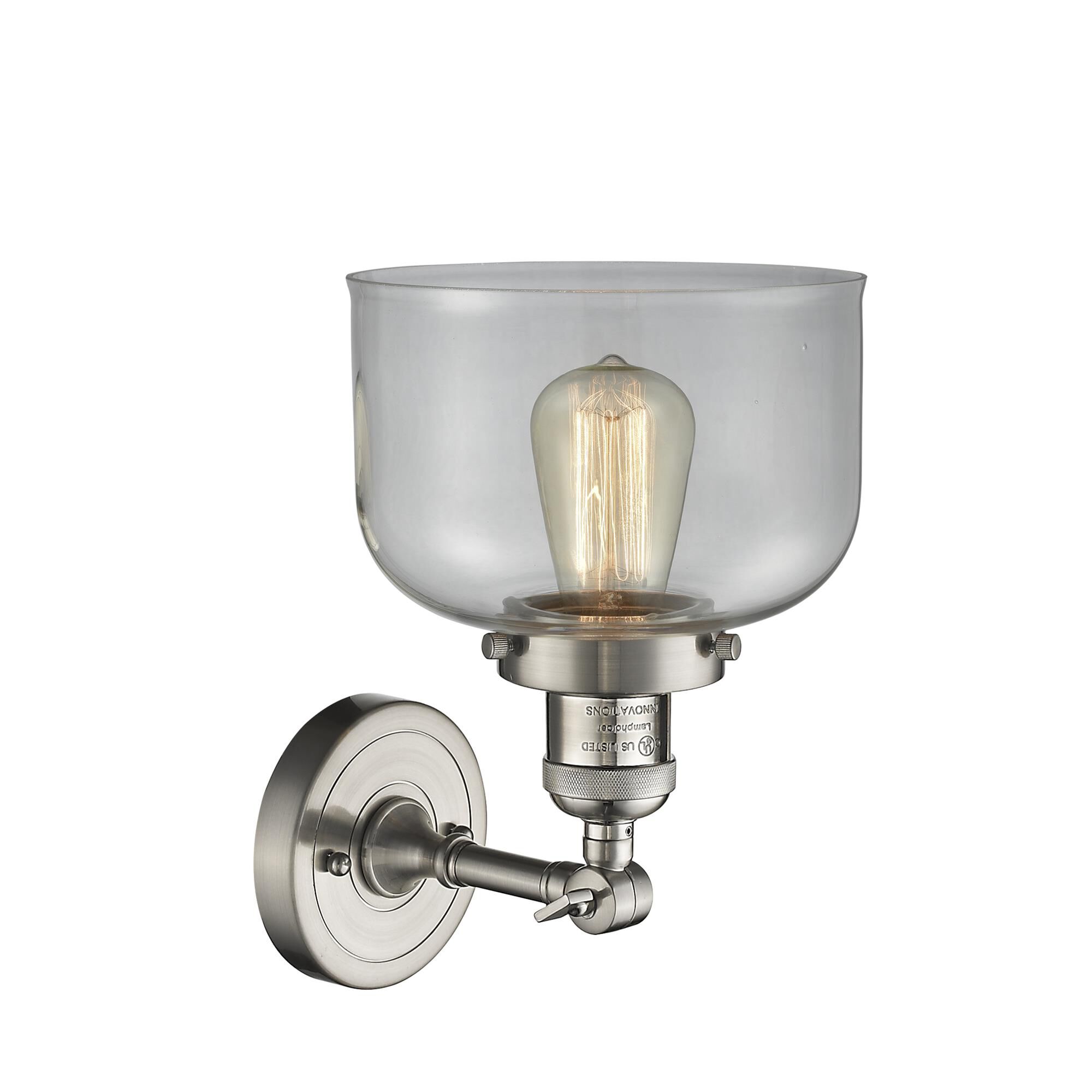 Shown in Brushed Satin Nickel finish and Clear glass