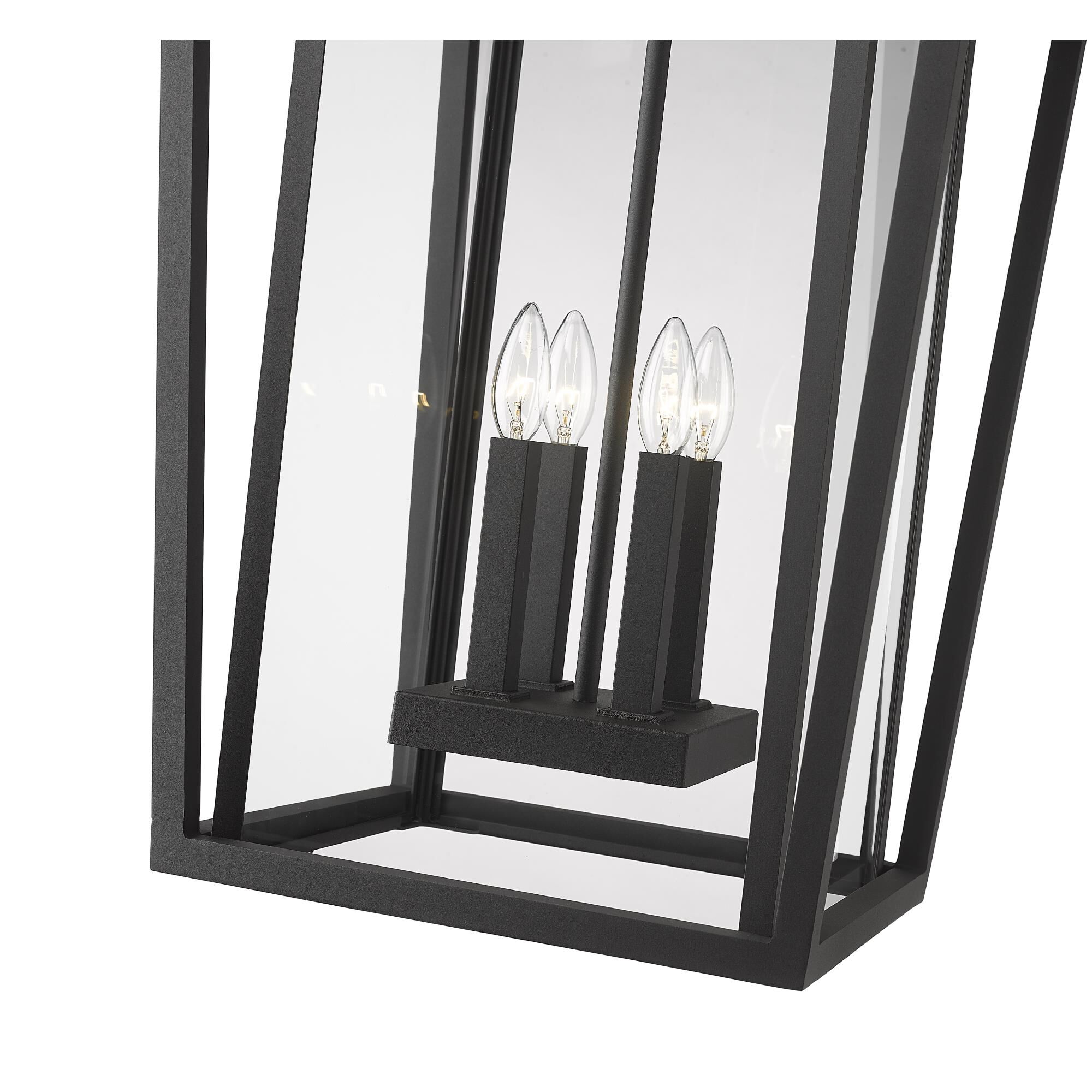 Shown in Black finish and Glass shade