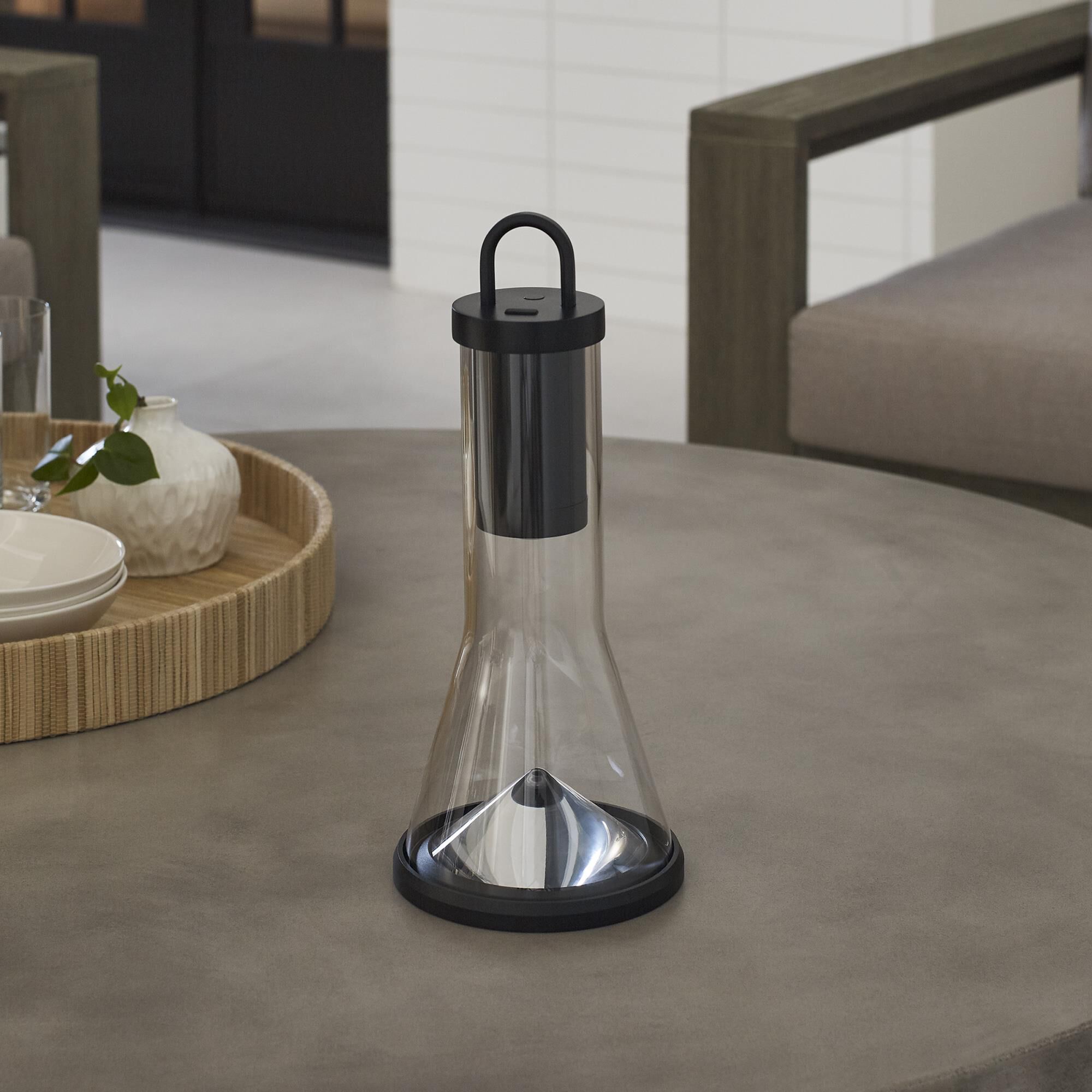 Shown in Black finish and Clear glass