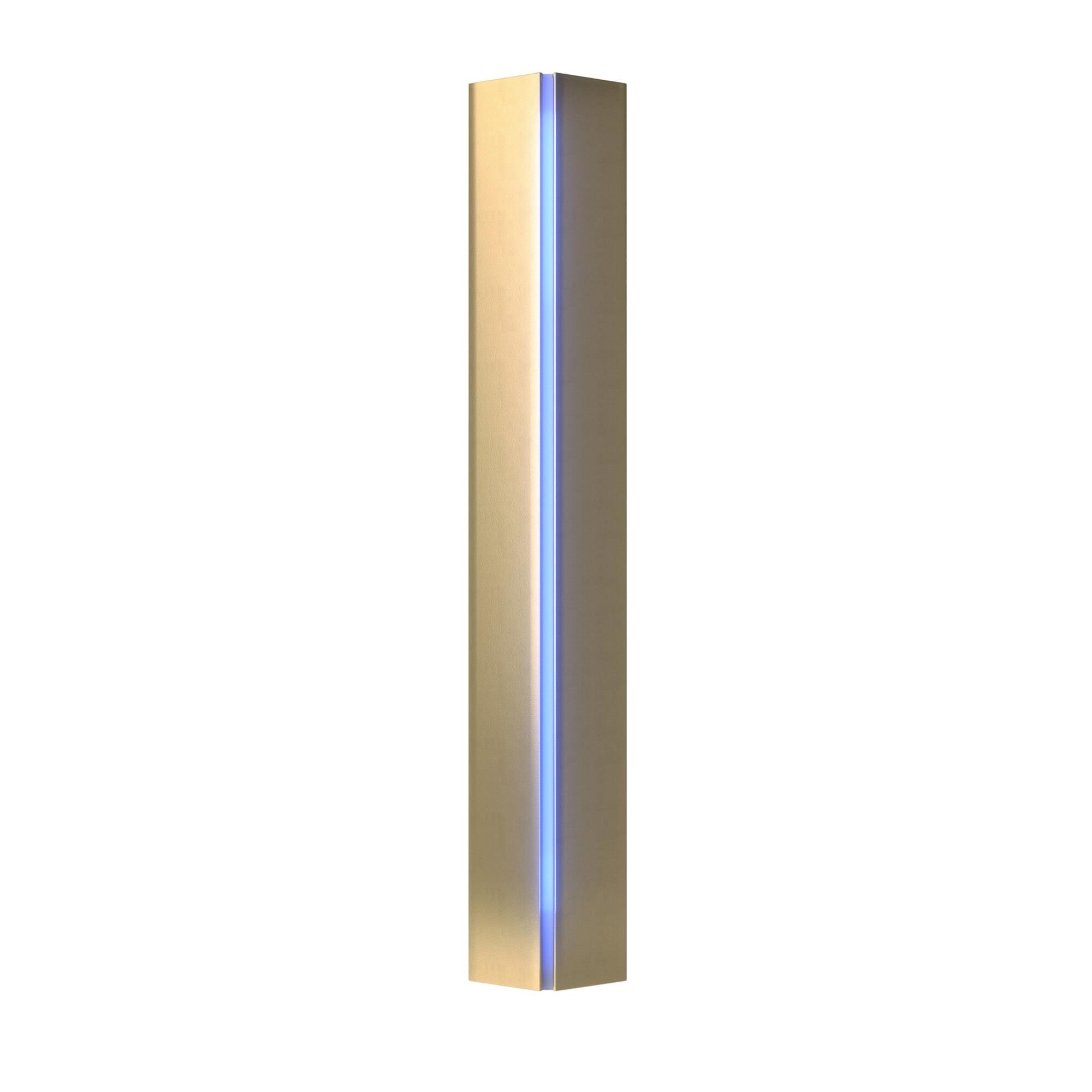 Shown in Modern Brass finish and Blue glass