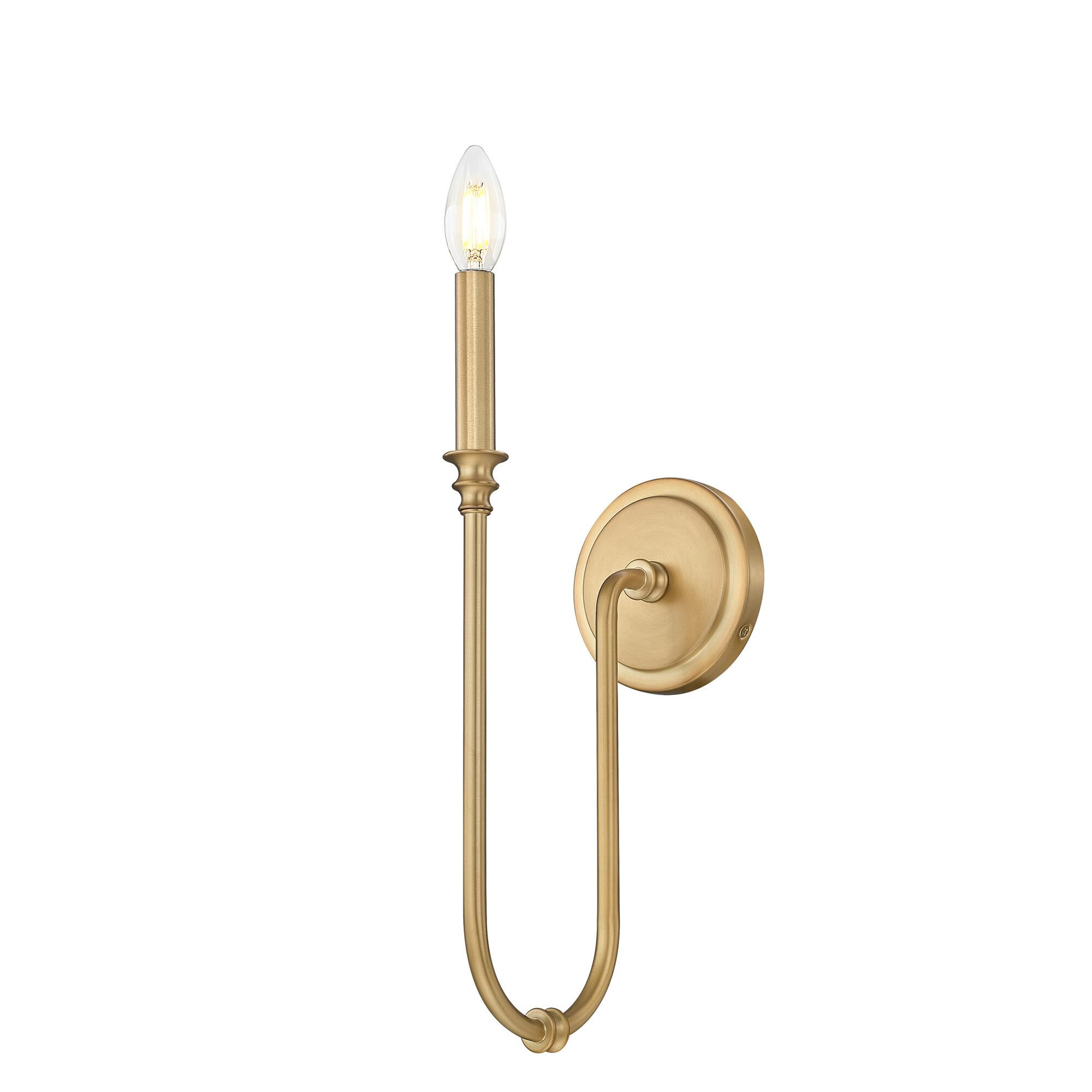 Shown in Rubbed Brass finish and White glass