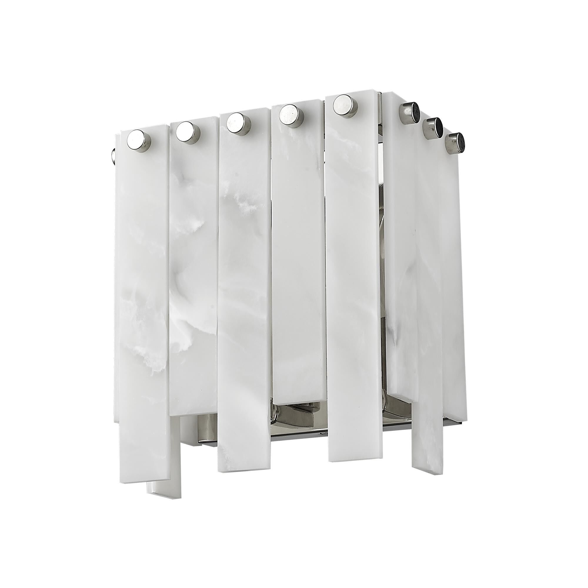 Shown in Polished Nickel finish and Alabaster Resin shade