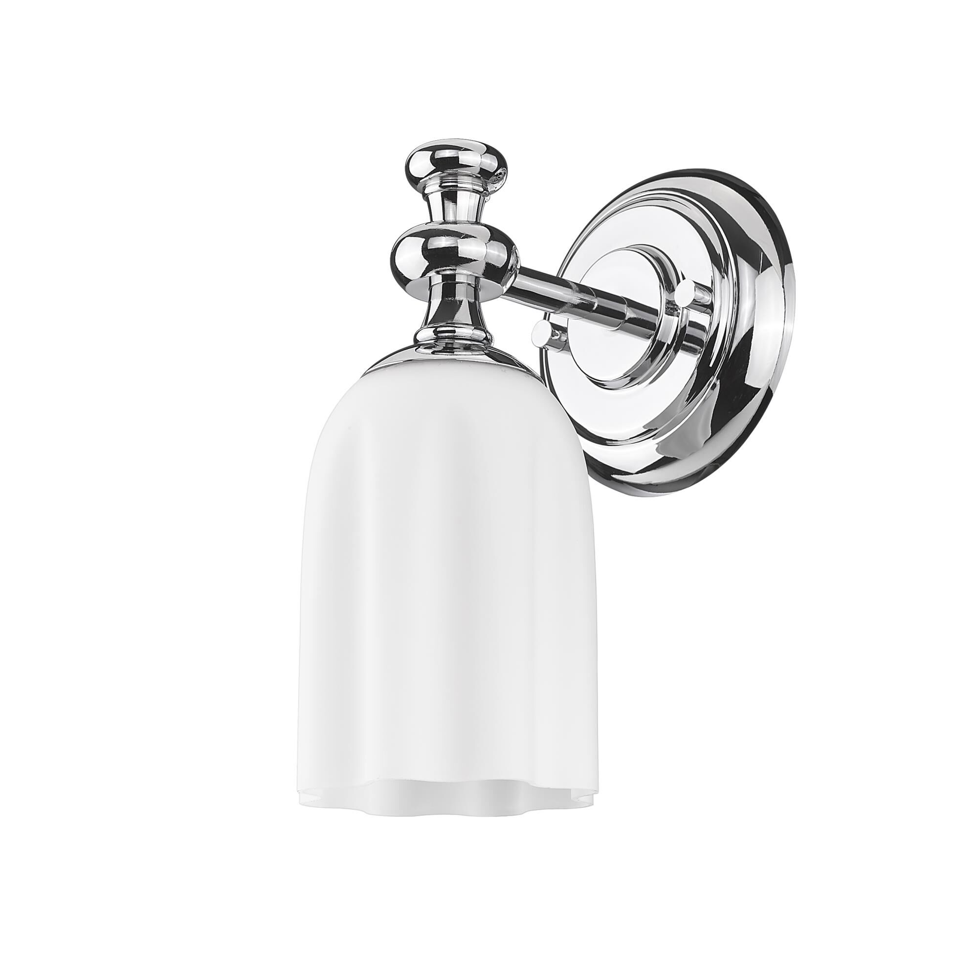 Shown in Chrome finish and Opal Etched glass and Opal Etched shade