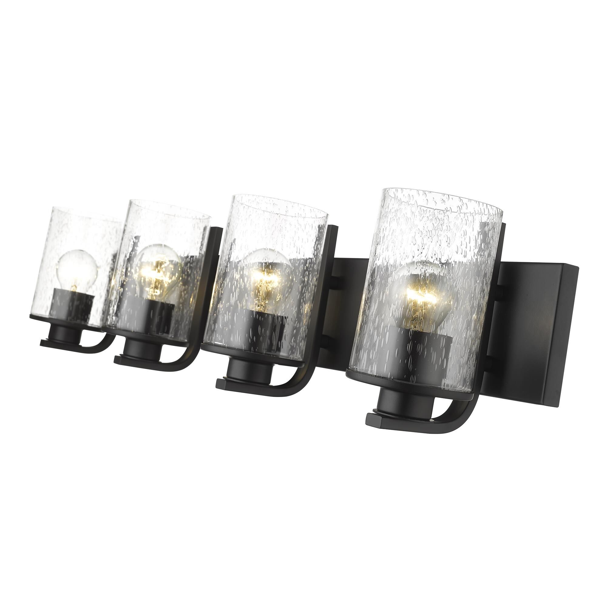 Shown in Matte Black finish and Glass shade