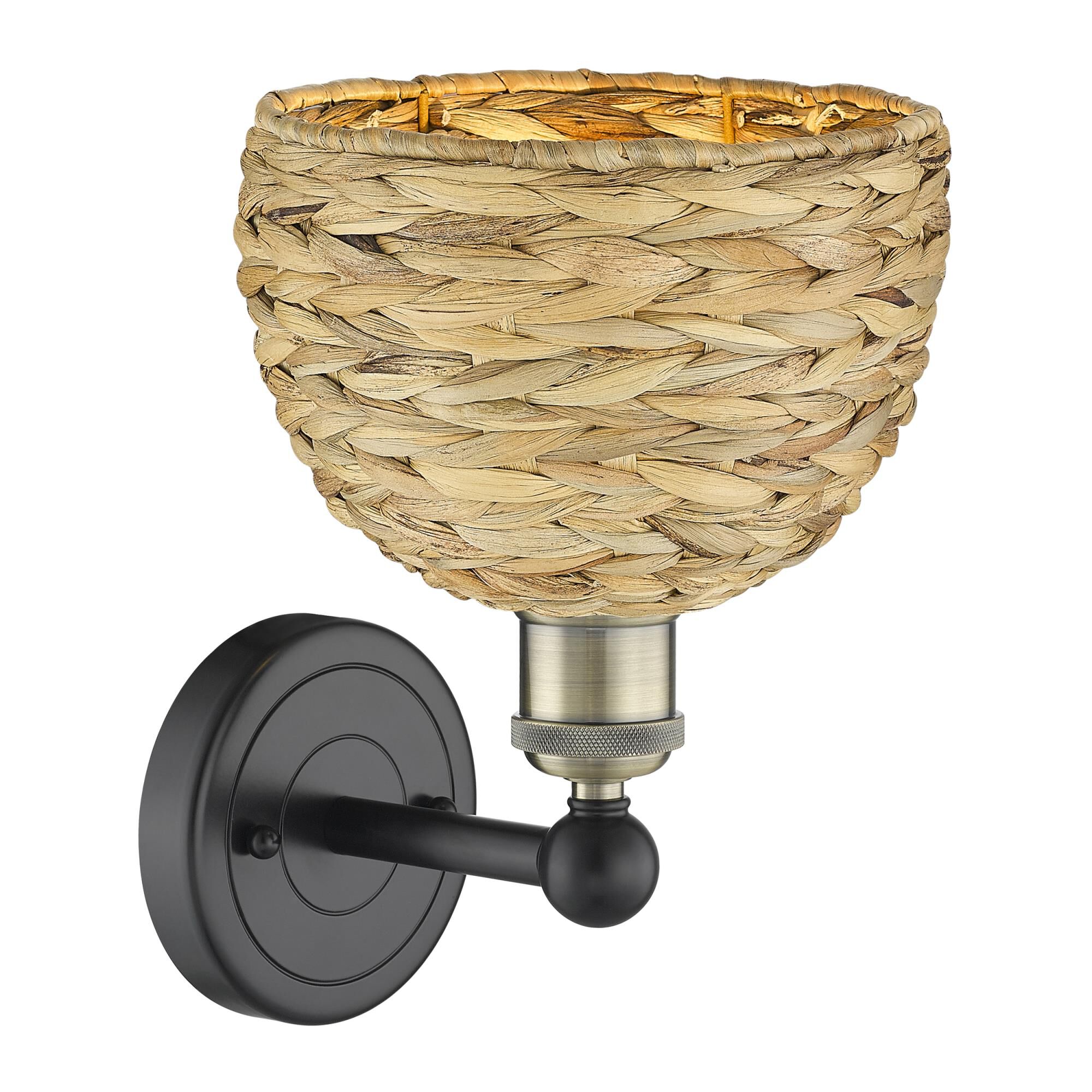 Bruno Marashlian Woven Rattan 11 Inch Wall Sconce by Innovations Lighting