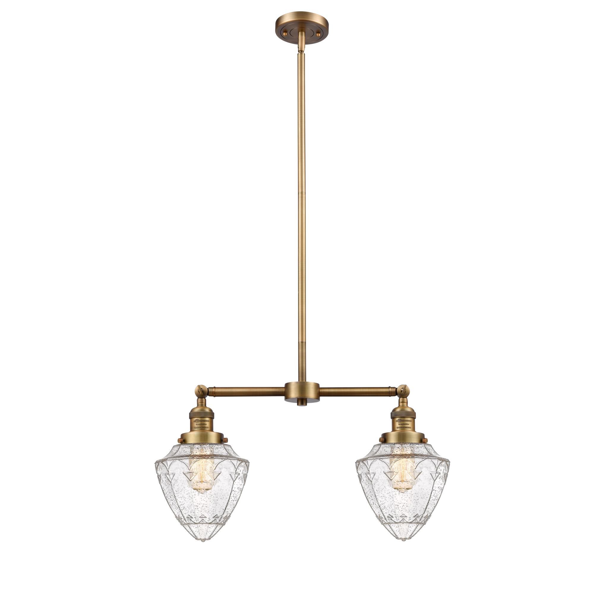 Shown in Brushed Brass finish and Seedy Small Bullet glass