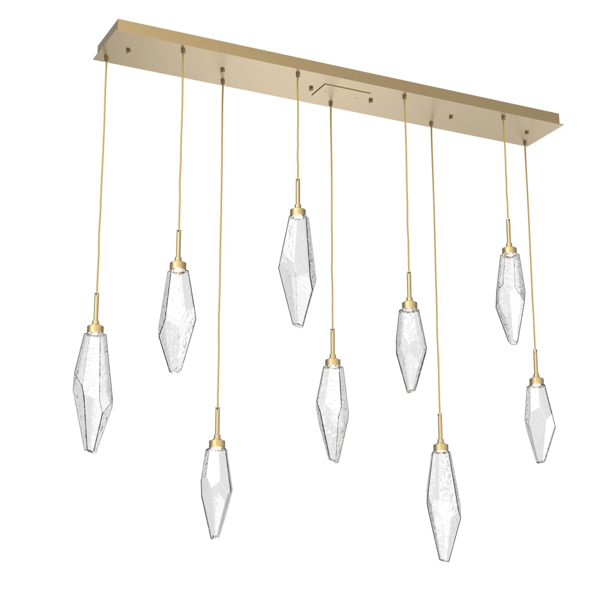 Shown in Gilded Brass finish and Chilled Clear glass
