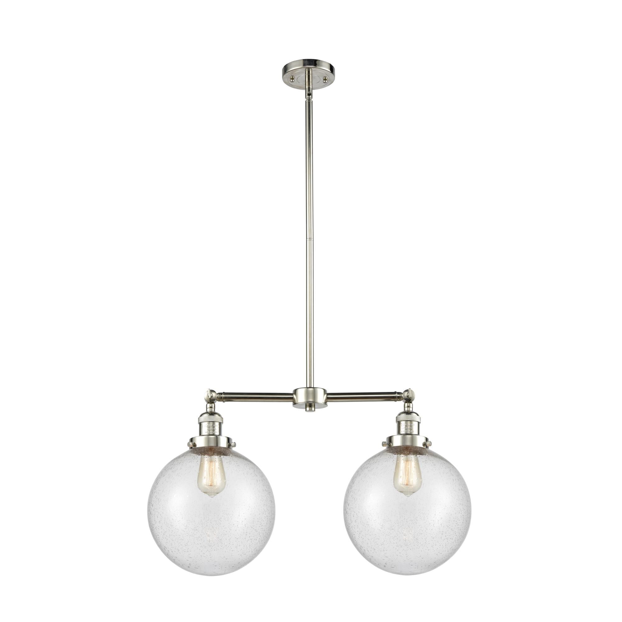 Shown in Polished Nickel finish and Seedy glass