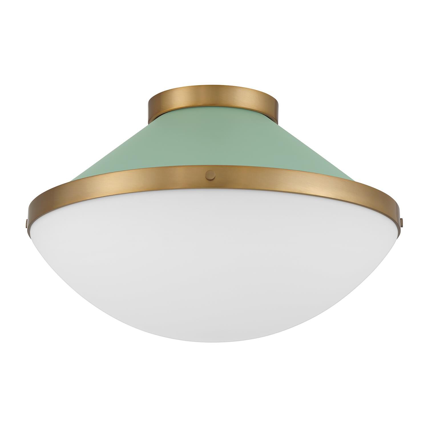 Shown in Vibrant Gold and Green finish and Etched Opal glass