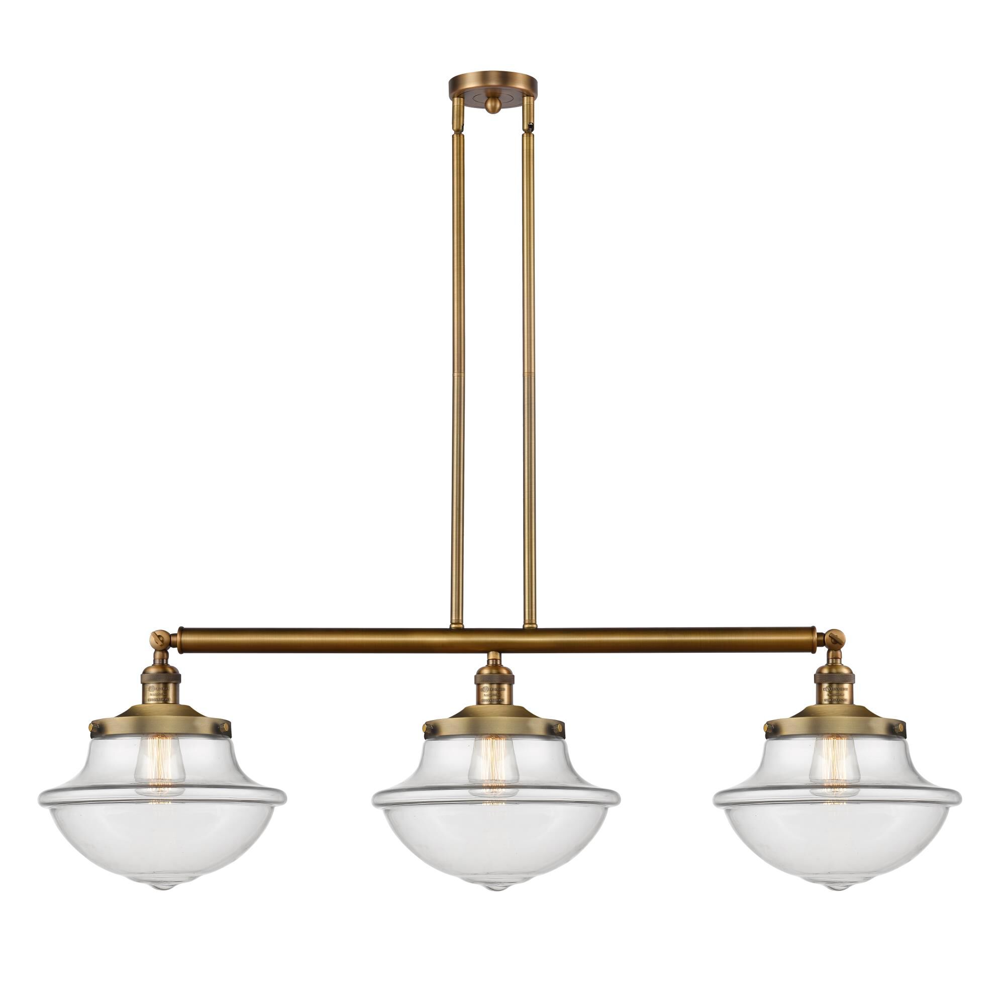 Shown in Brushed Brass finish and Clear Large Oxford glass