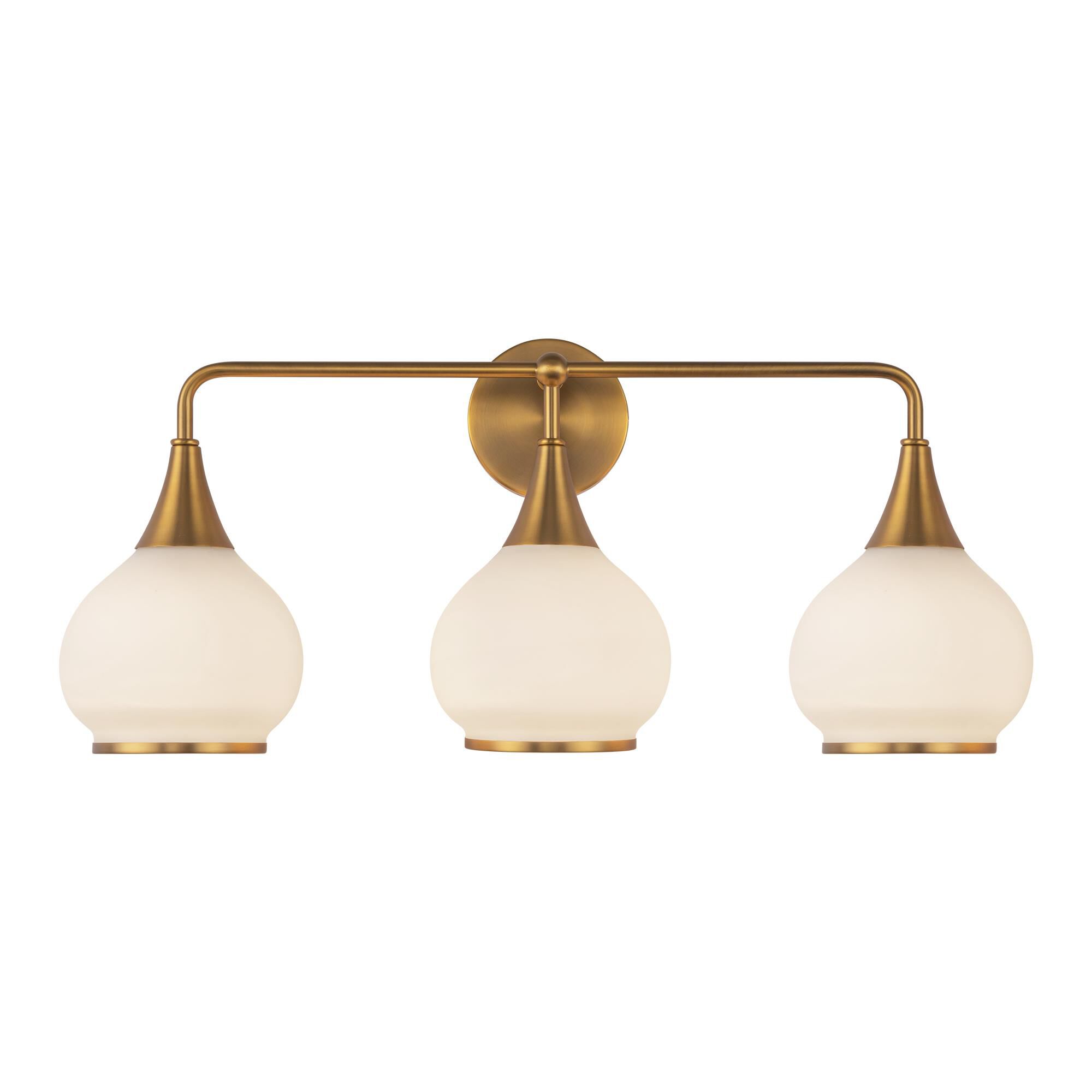 Shown in Aged Gold finish and Opal Matte glass