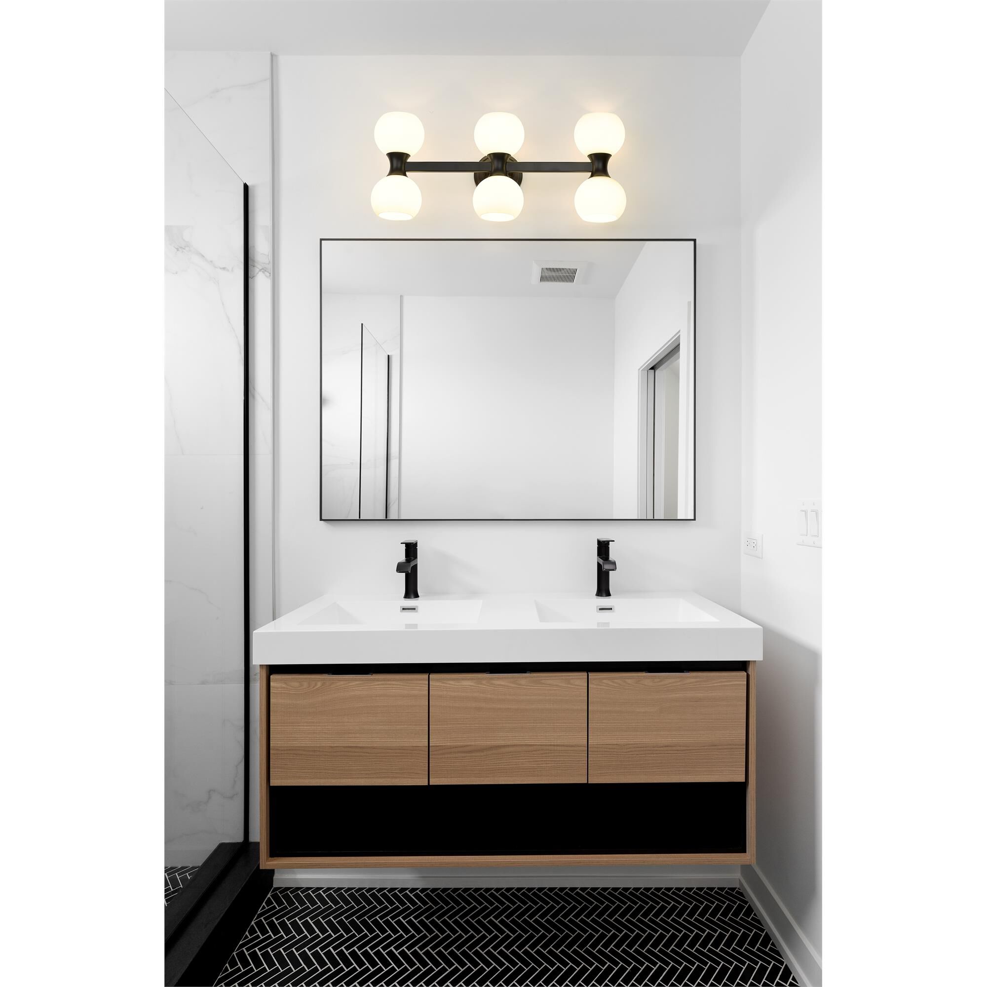 Shown in Matte Black finish and Matte Opal glass