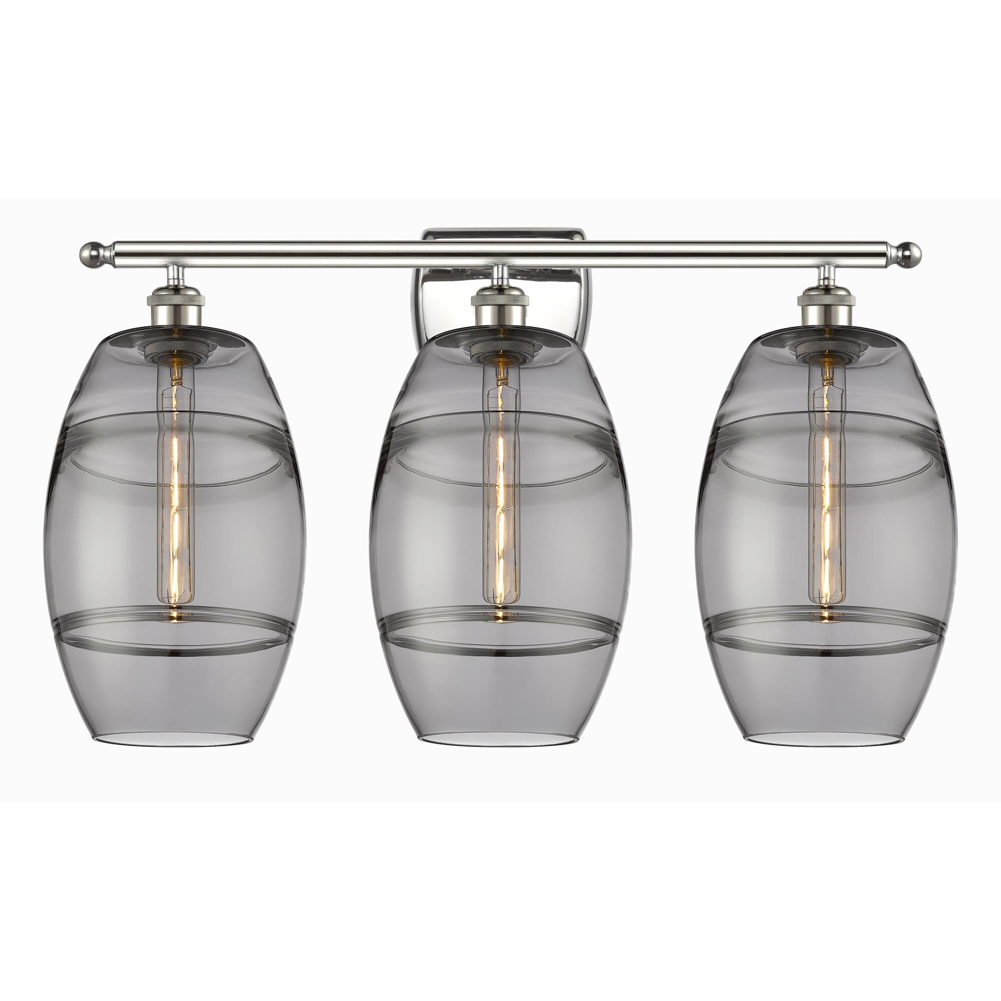 Shown in Polished Nickel finish and Light Smoke glass