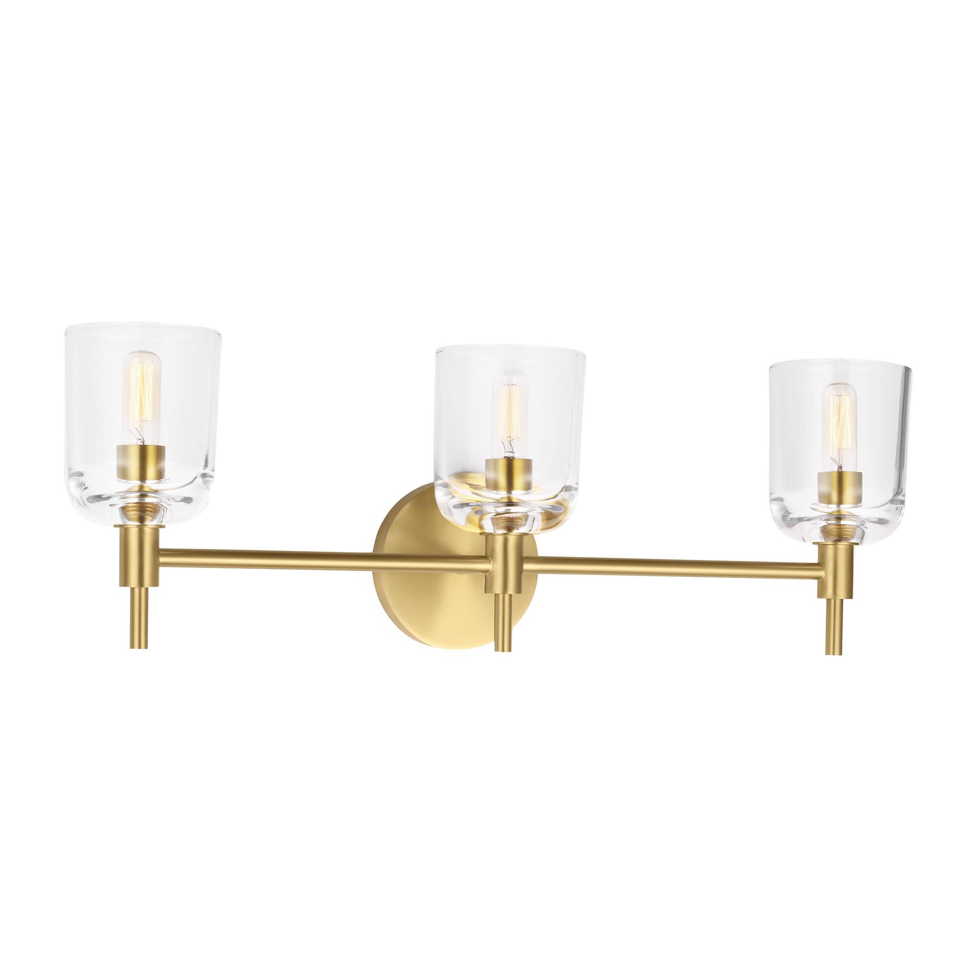 Shown in Burnished Brass finish and Clear glass