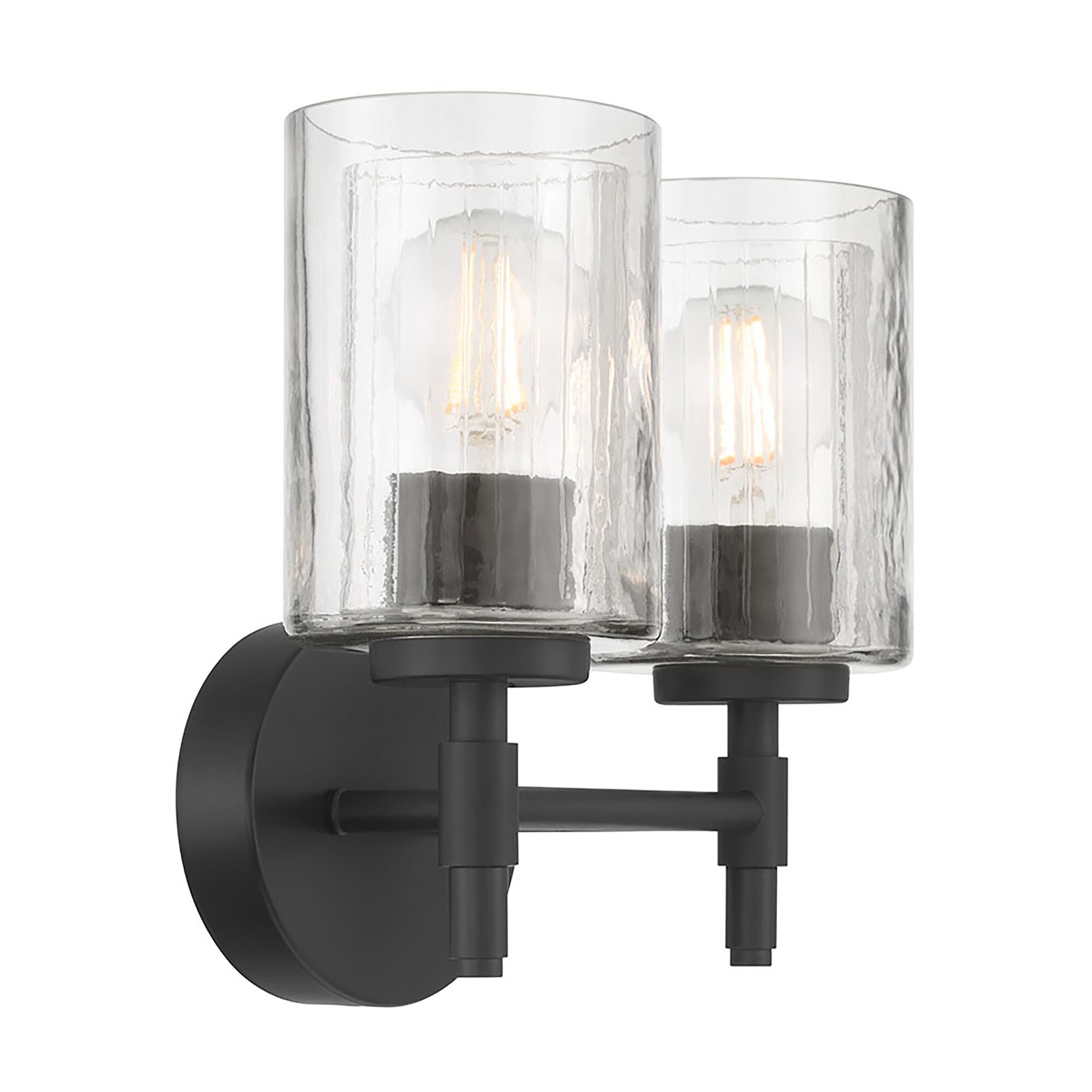 Shown in Matte Black finish and Clear Ribbed and Clear Vintage glass