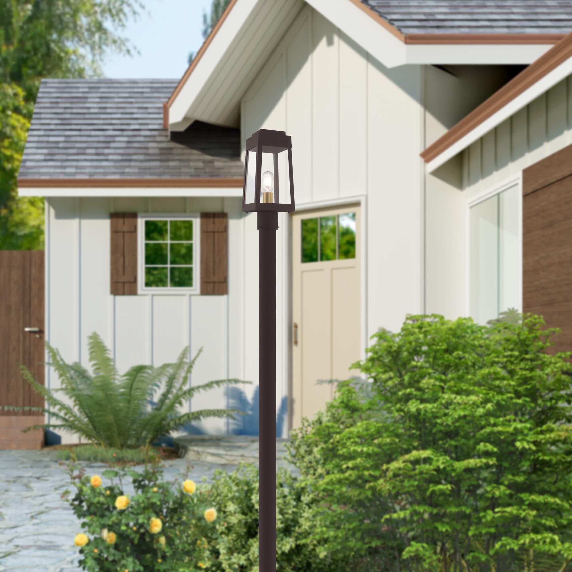 Shown in Bronze finish and Clear glass