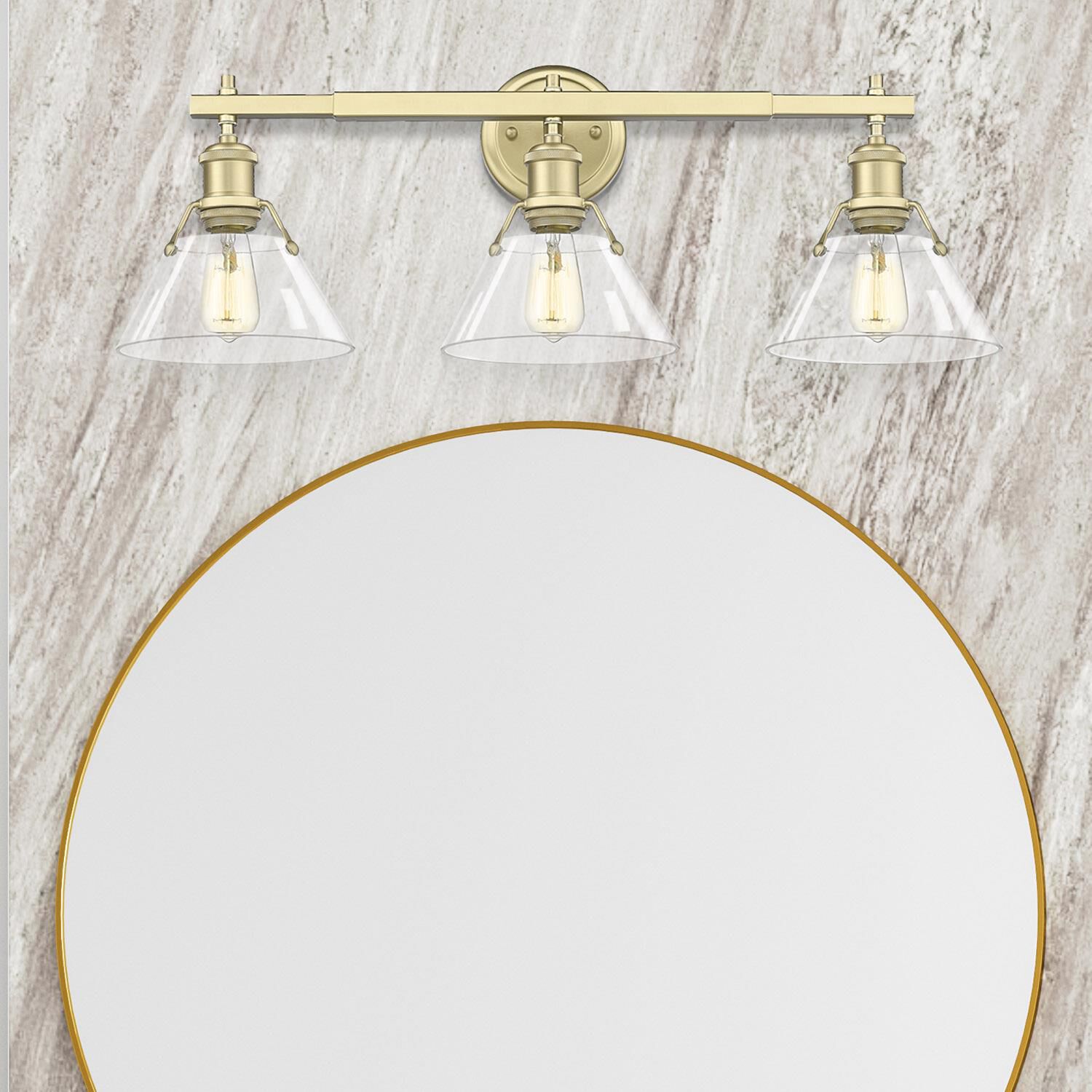 Shown in Brushed Champagne Bronze finish and Clear shade