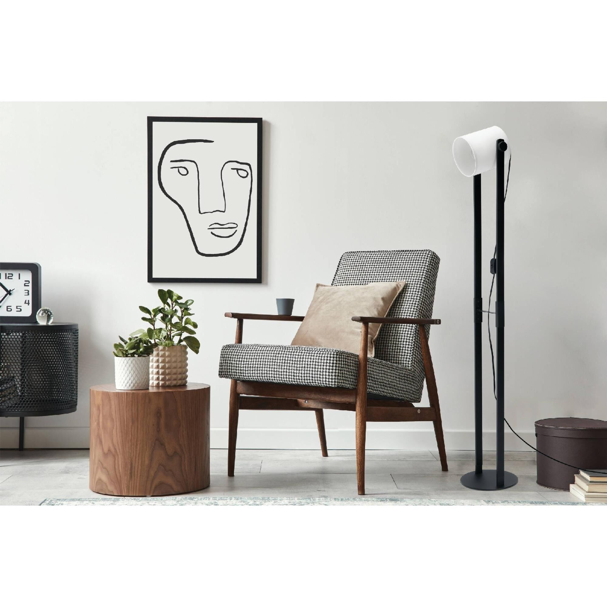 Shown in Black finish and Fabric shade