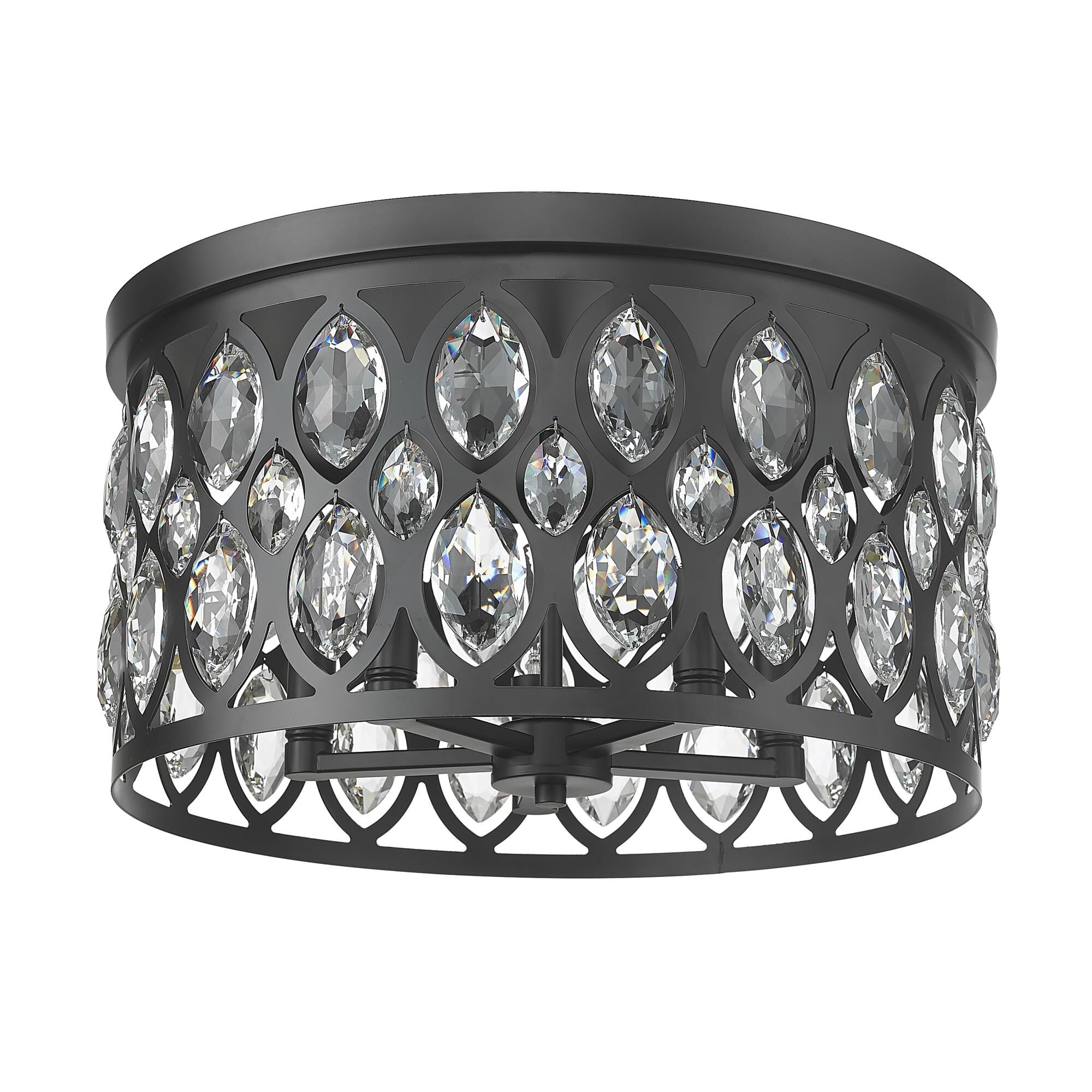 Shown in Matte Black finish and Clear Crystal glass