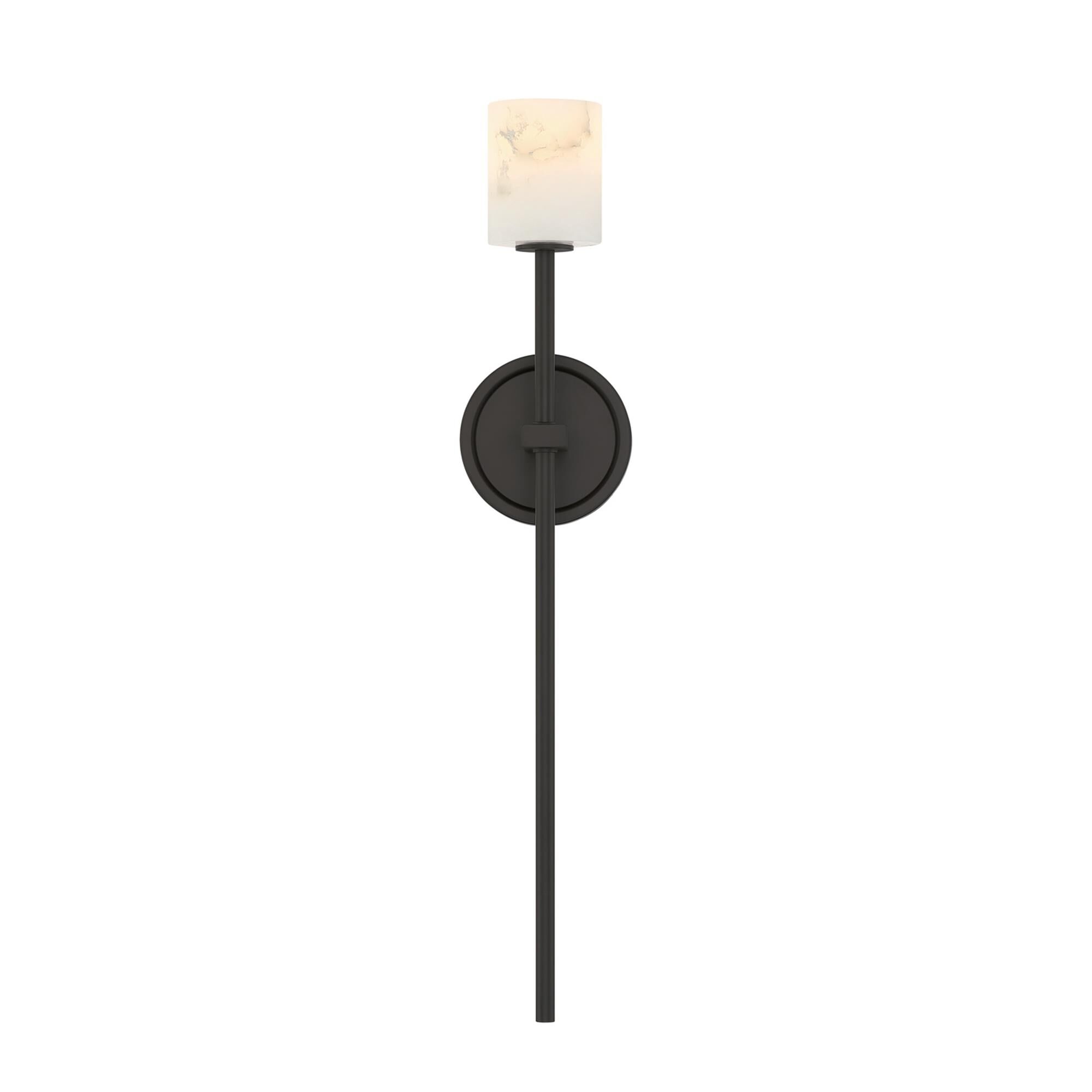 Shown in Matte Black finish and Alabaster crystal and Stone glass and Stone shade