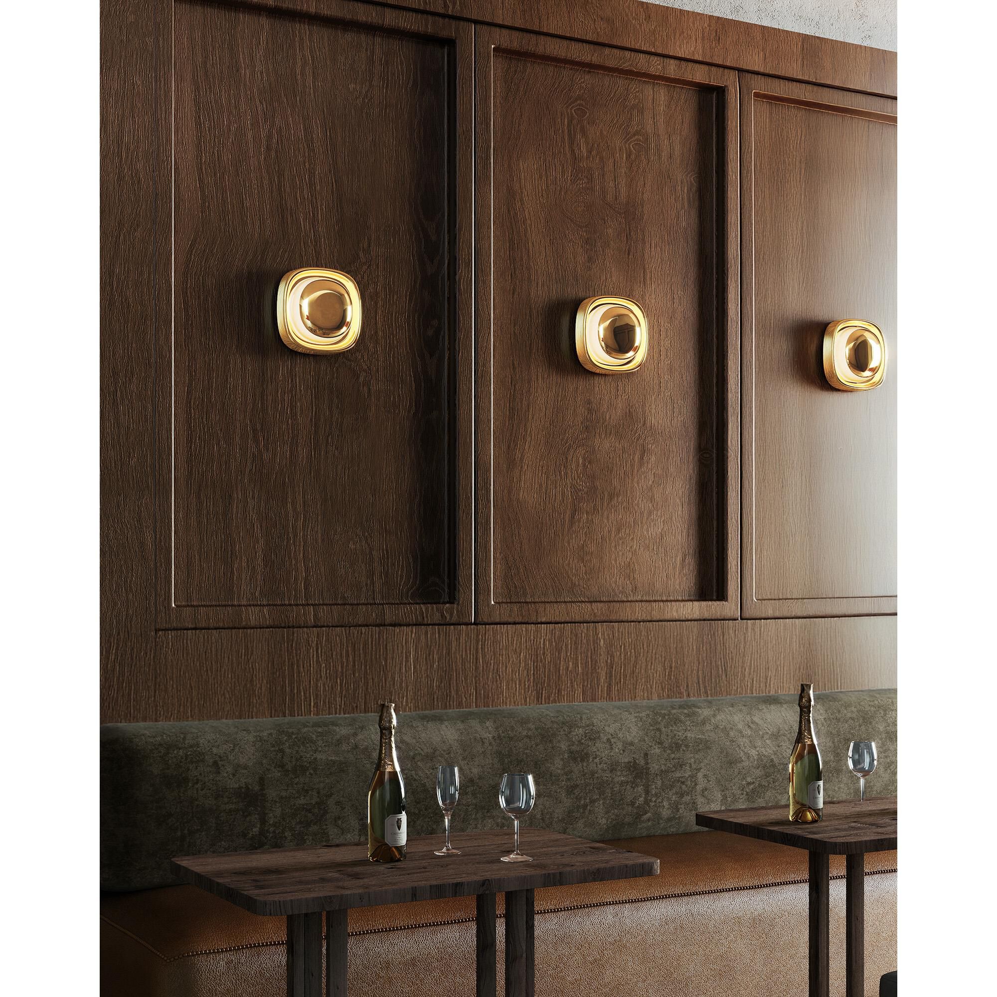 Shown in Metallic Brass finish and Matte Opal glass