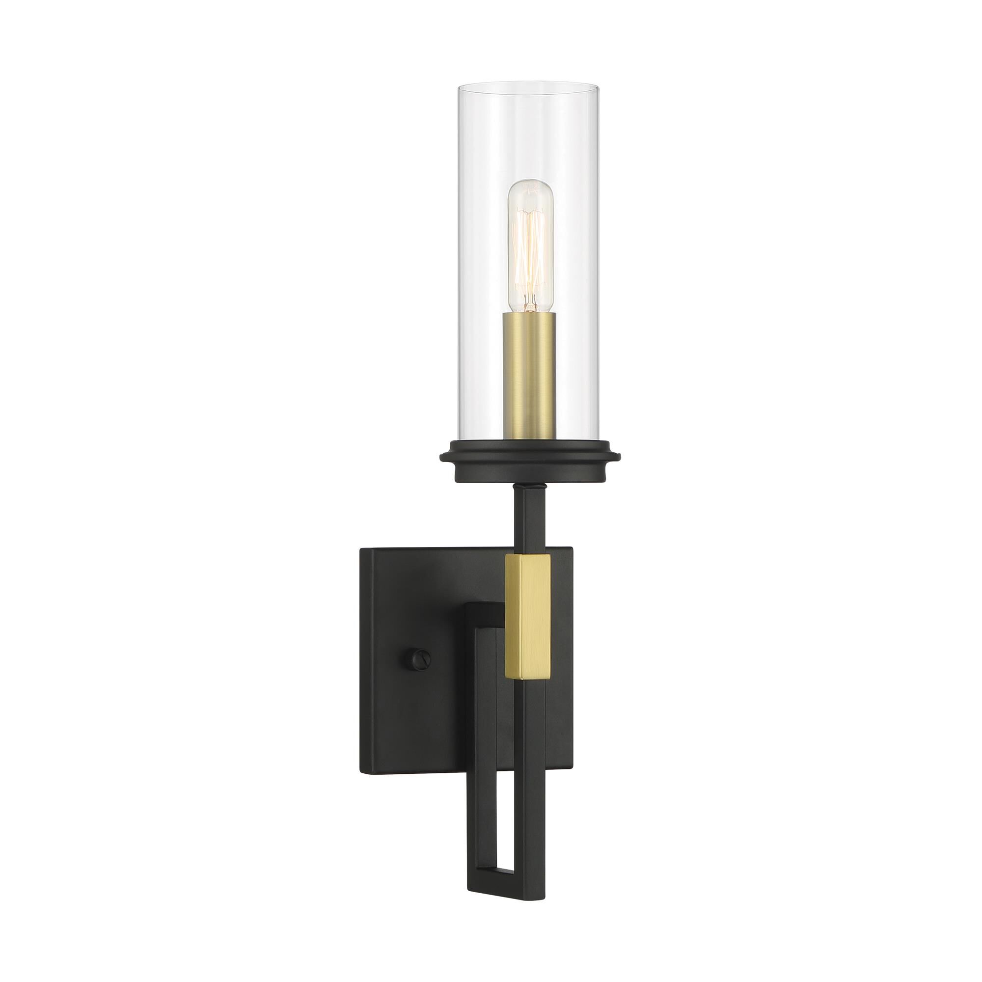 Shown in Sand Coal and Soft Brass finish and Clear glass