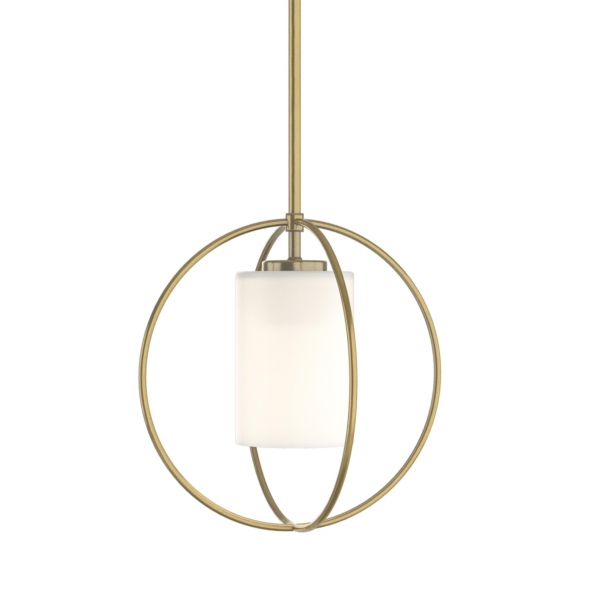 Shown in Modern Brass finish and Opal glass