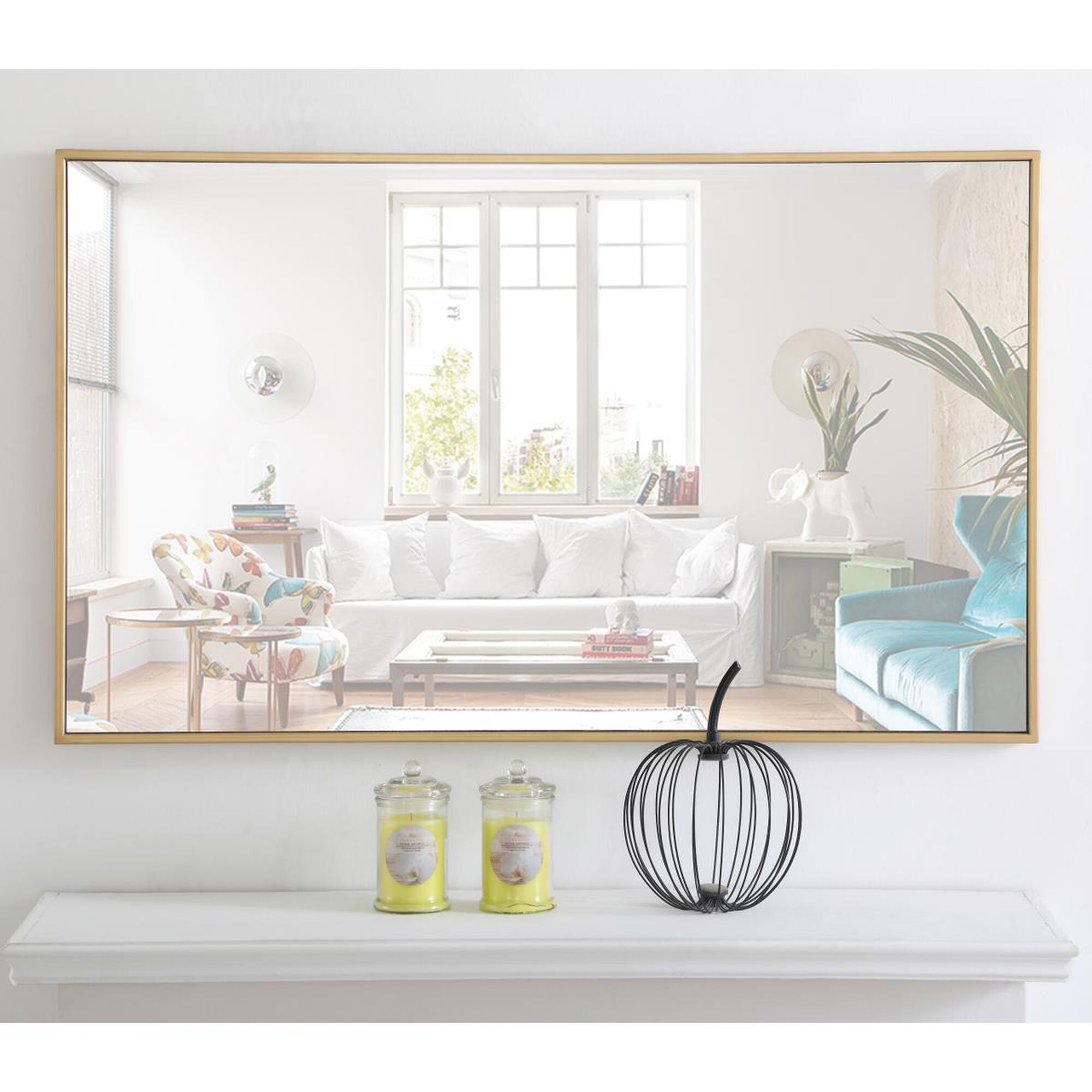 Shown in Brass finish and Clear Mirror Beveled glass