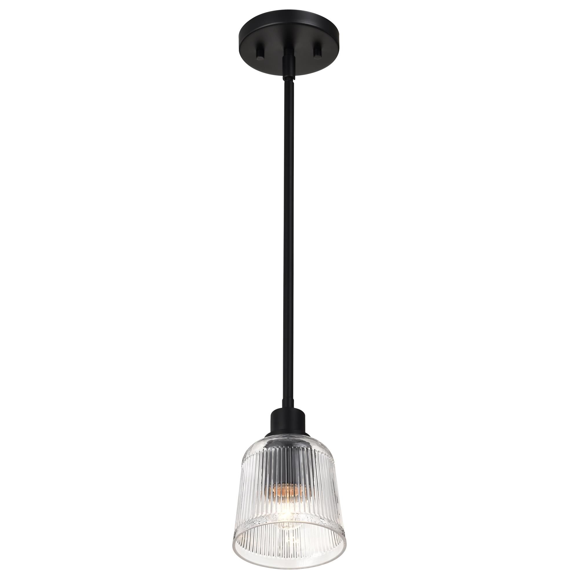 Shown in Matte Black finish and Clear Ribbed glass