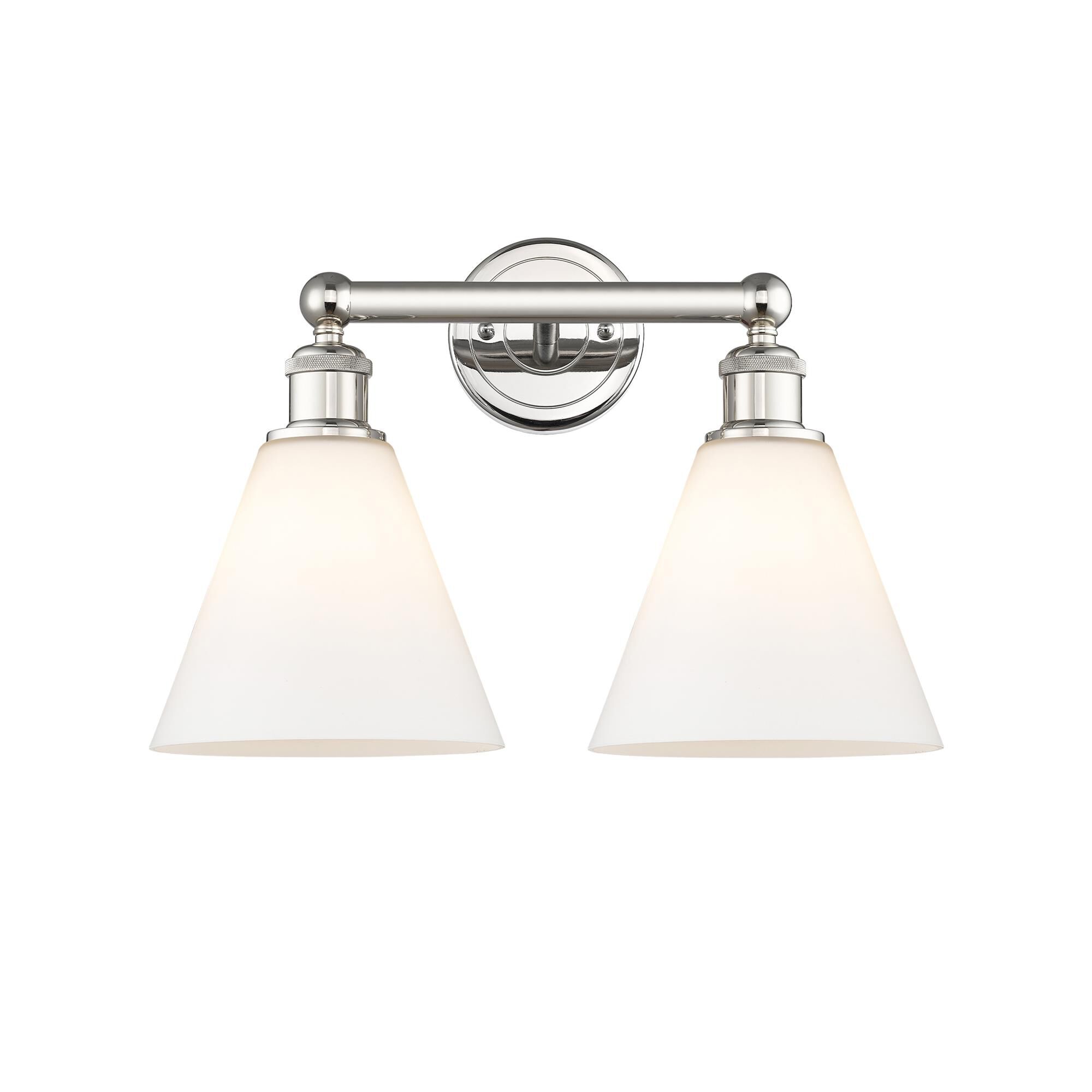 Shown in Polished Nickel finish and Matte White glass