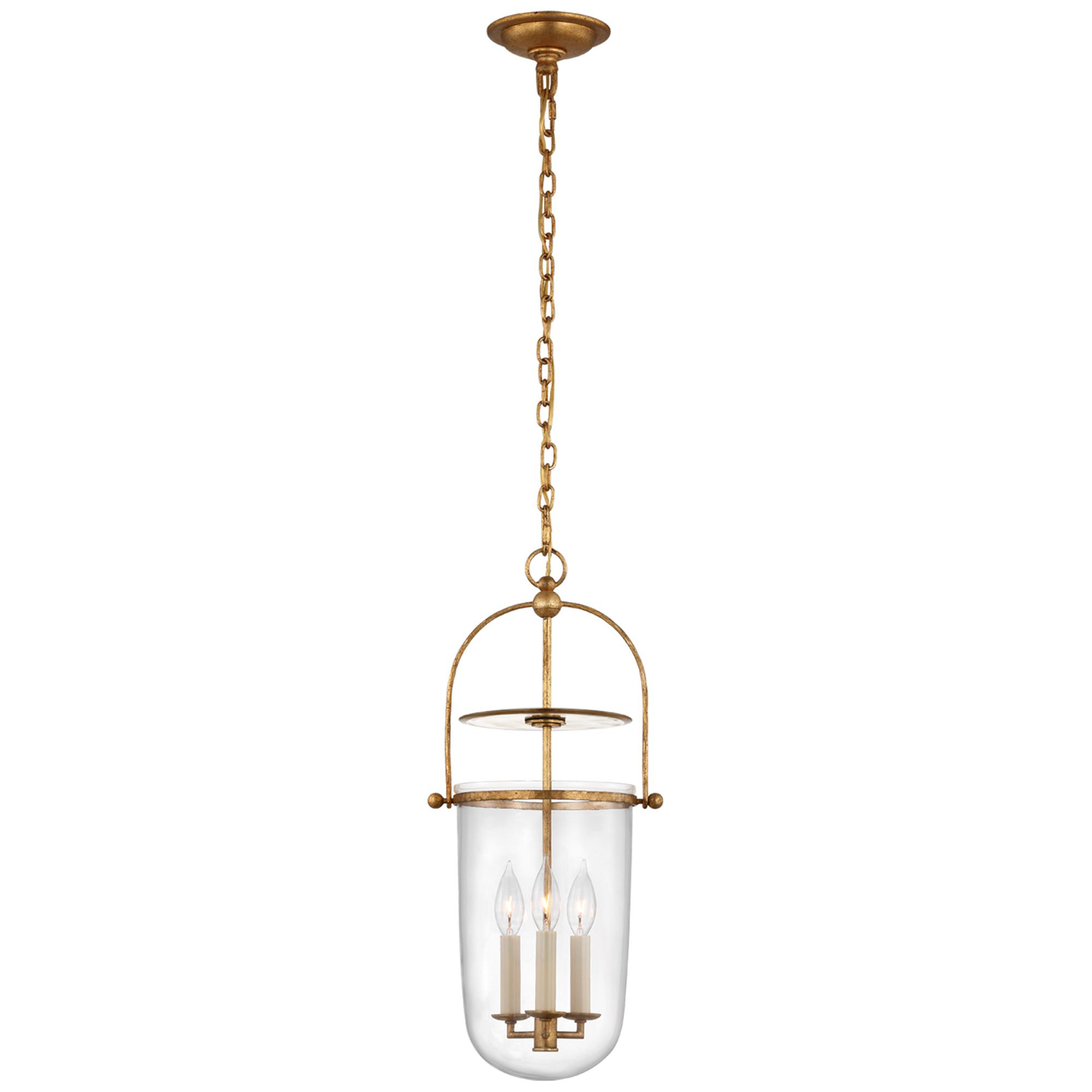 Shown in Gilded Iron finish and Clear glass