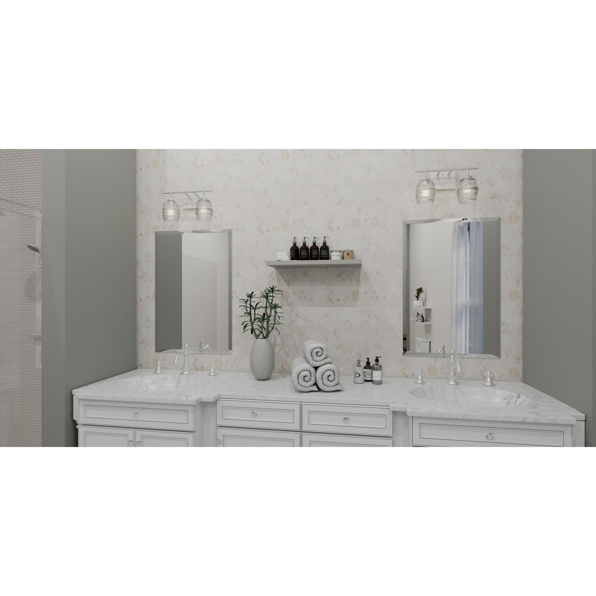 Shown in Brushed Nickel finish and Clear Optic glass