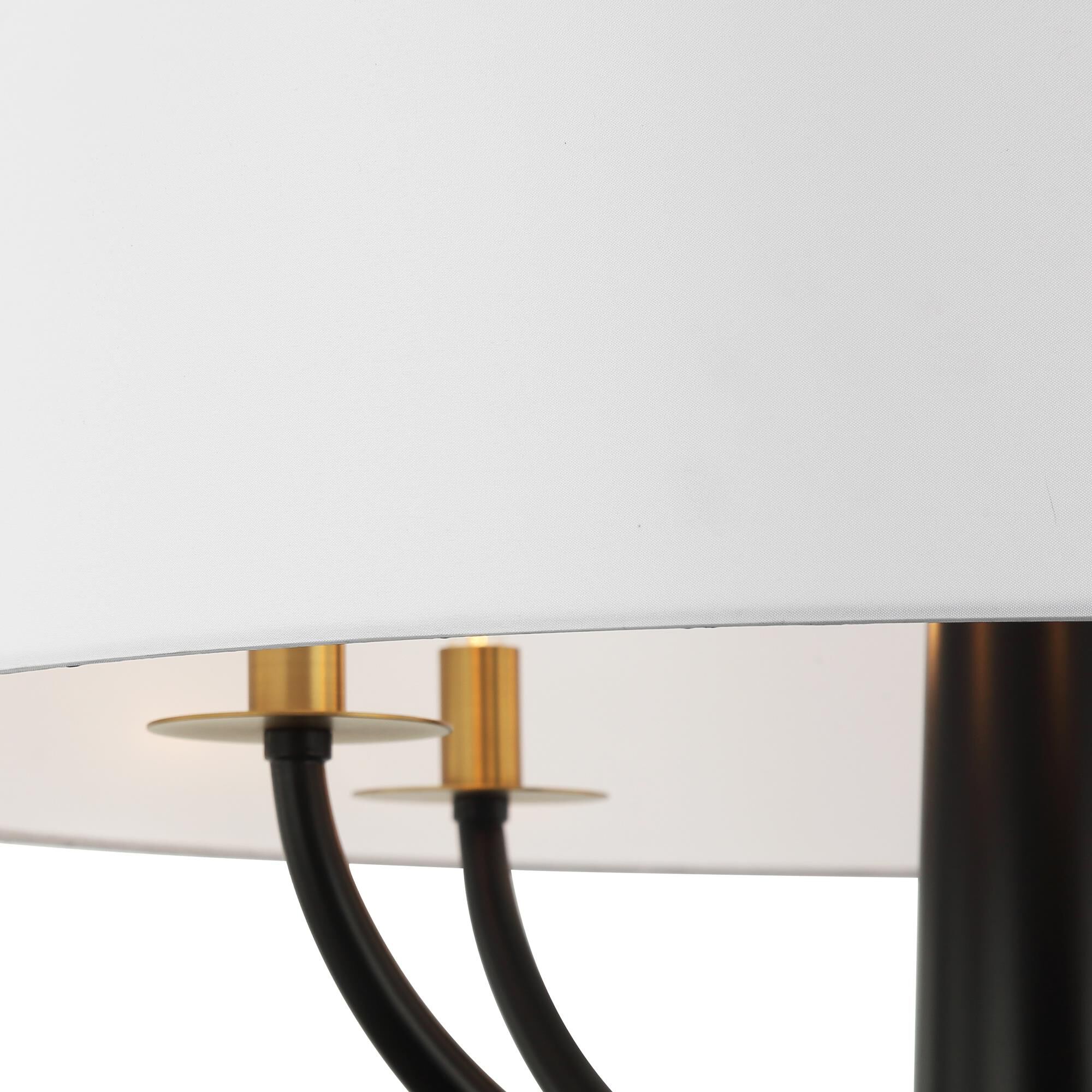 Shown in Black/Satin Brass finish and White Cotton shade