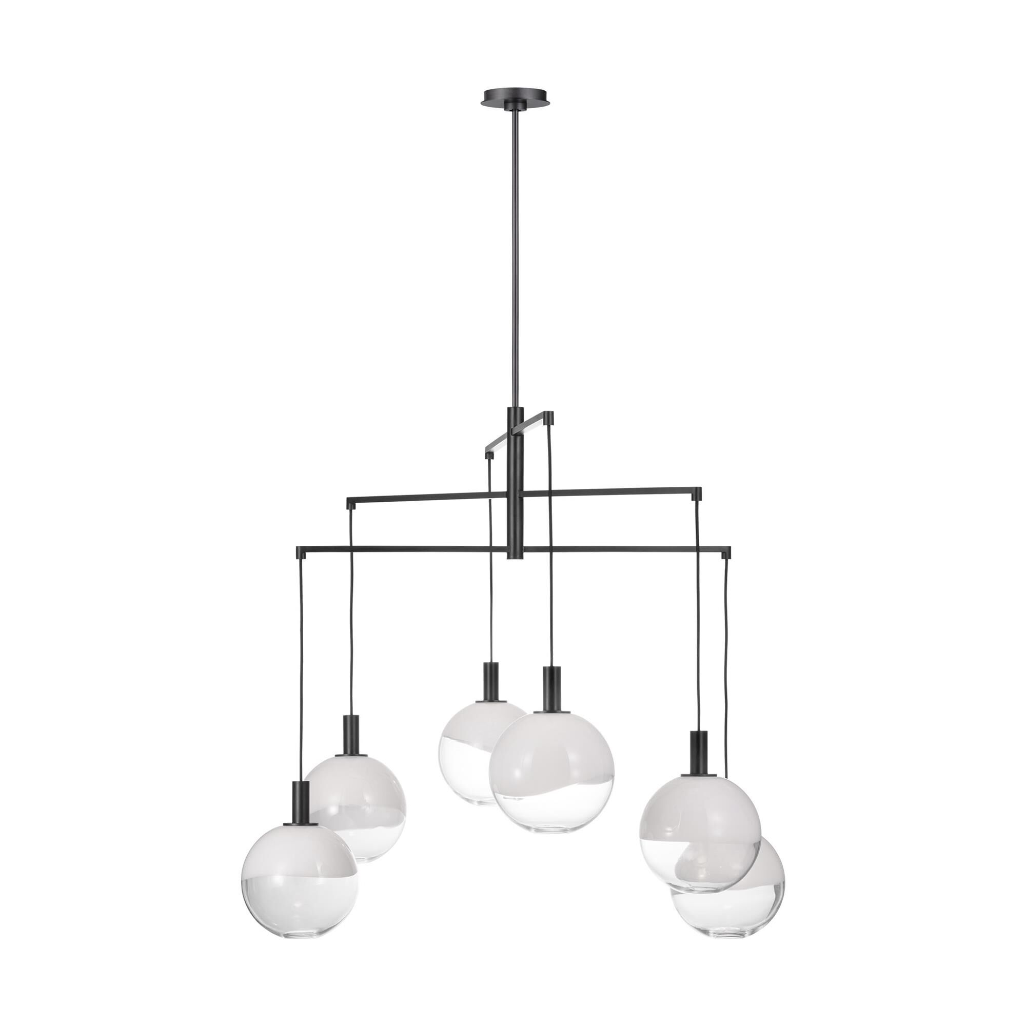 Shown in Aged Iron finish and Milk and Clear Mix glass