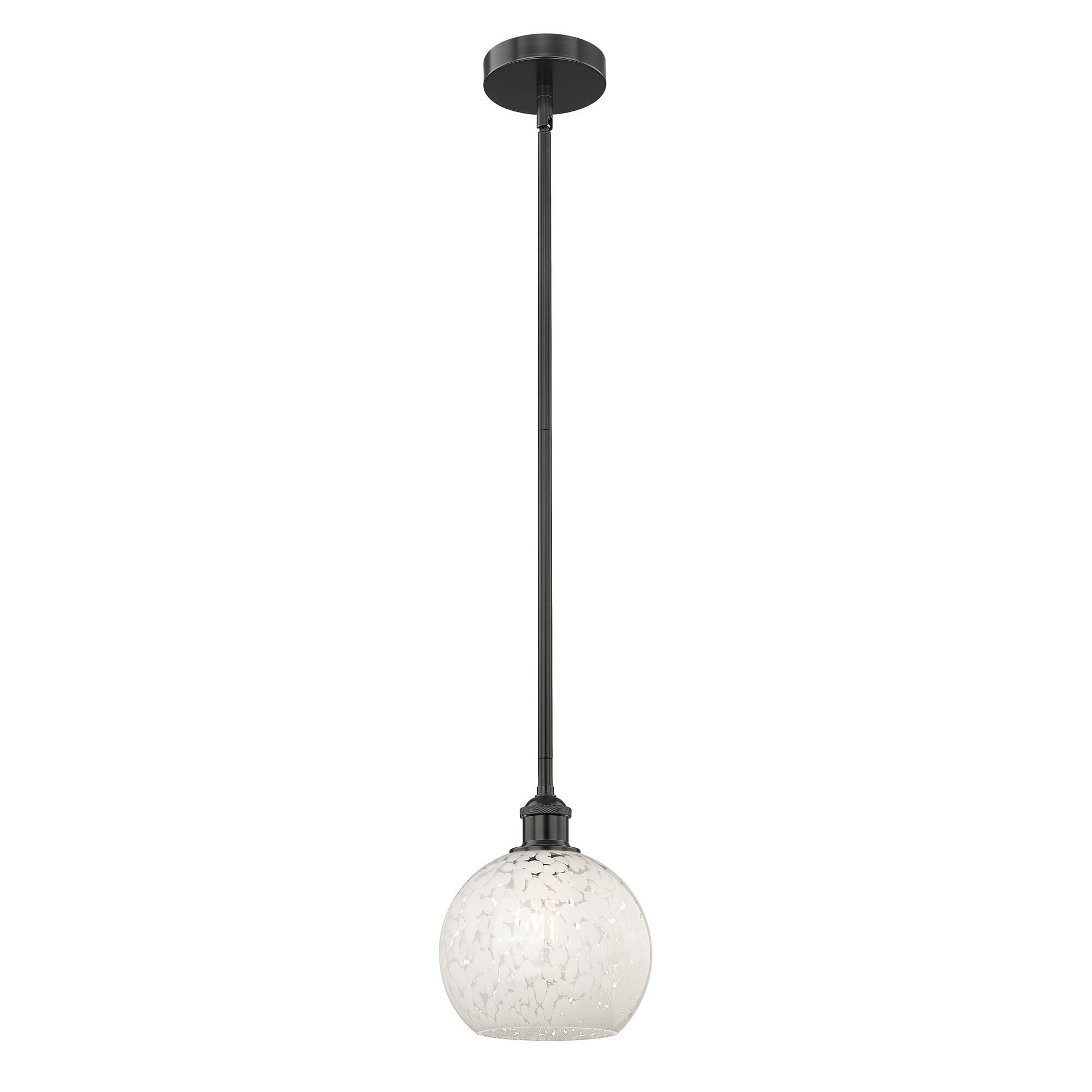 Shown in Matte Black finish and White Mouchette glass