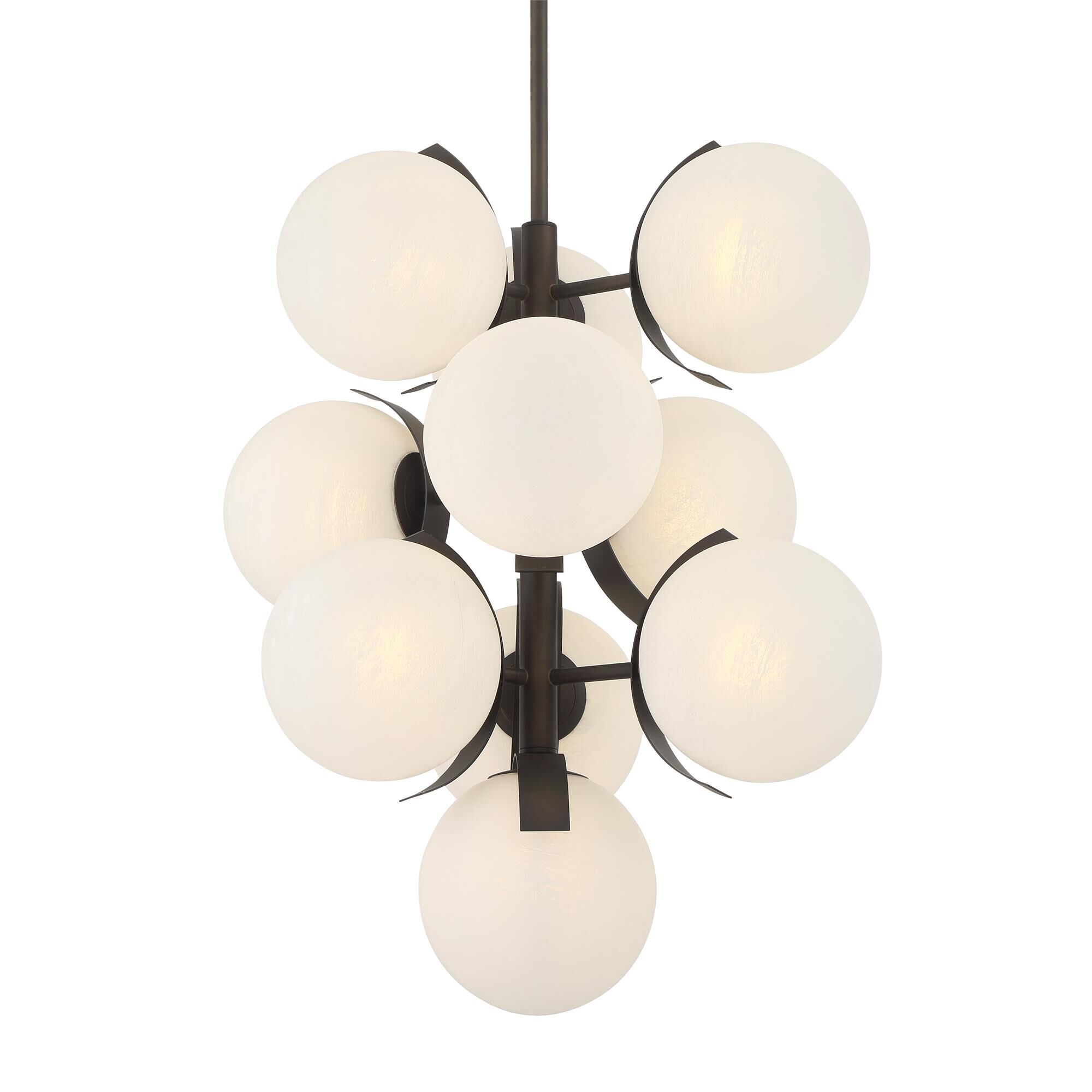 Shown in Dark Bronze finish and White Etched Alabaster glass
