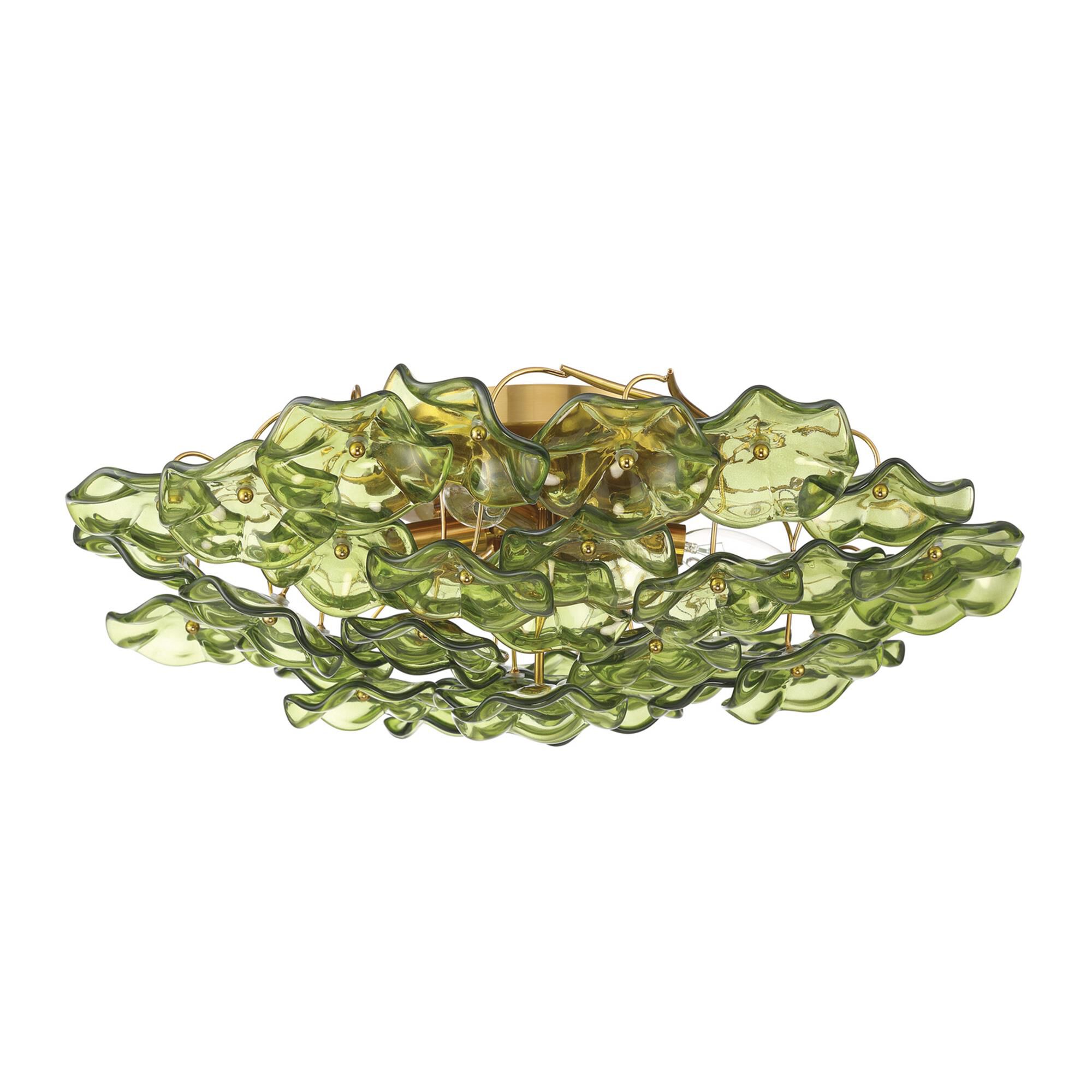 Shown in Aged Brass finish and Floral Glass Petals crystal