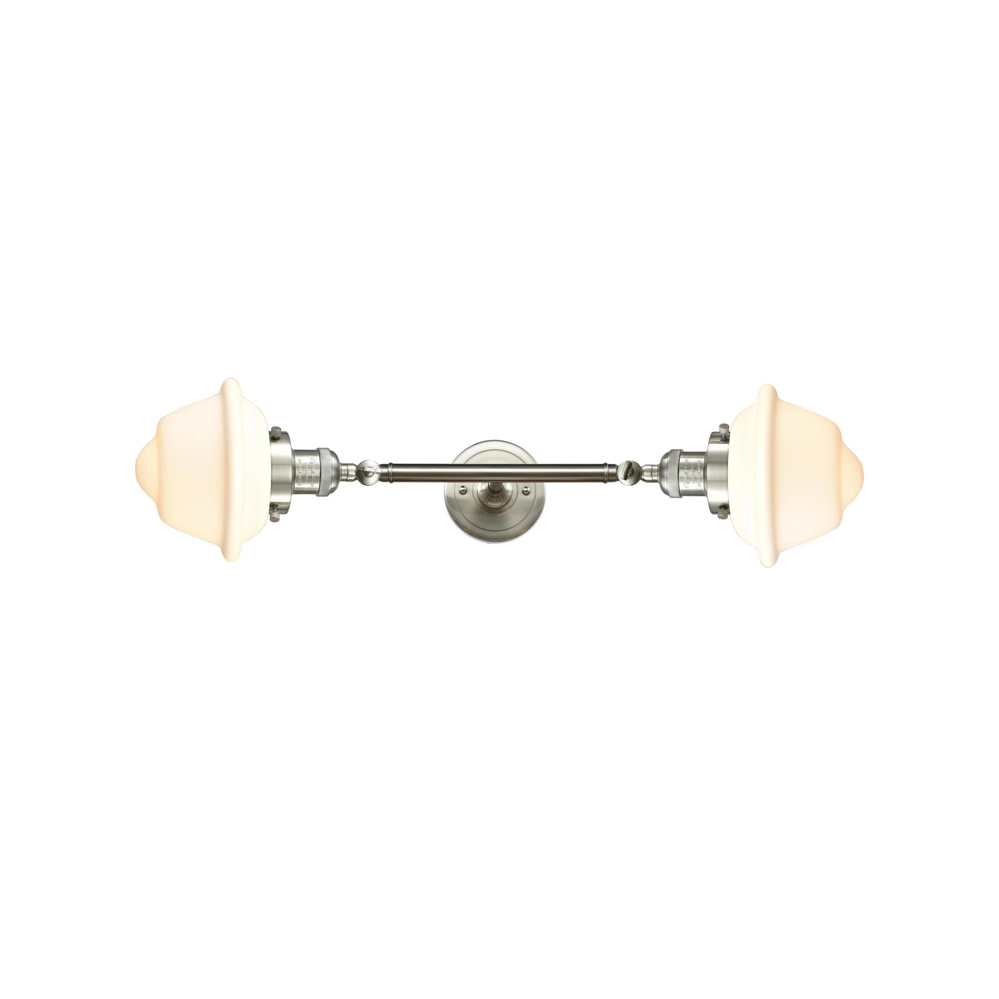 Shown in Brushed Satin Nickel finish and Matte White Cased glass