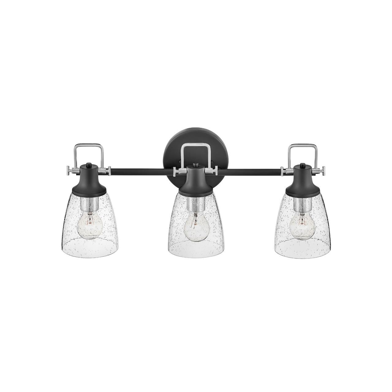 Shown in Black with Chrome finish and Clear Seedy glass