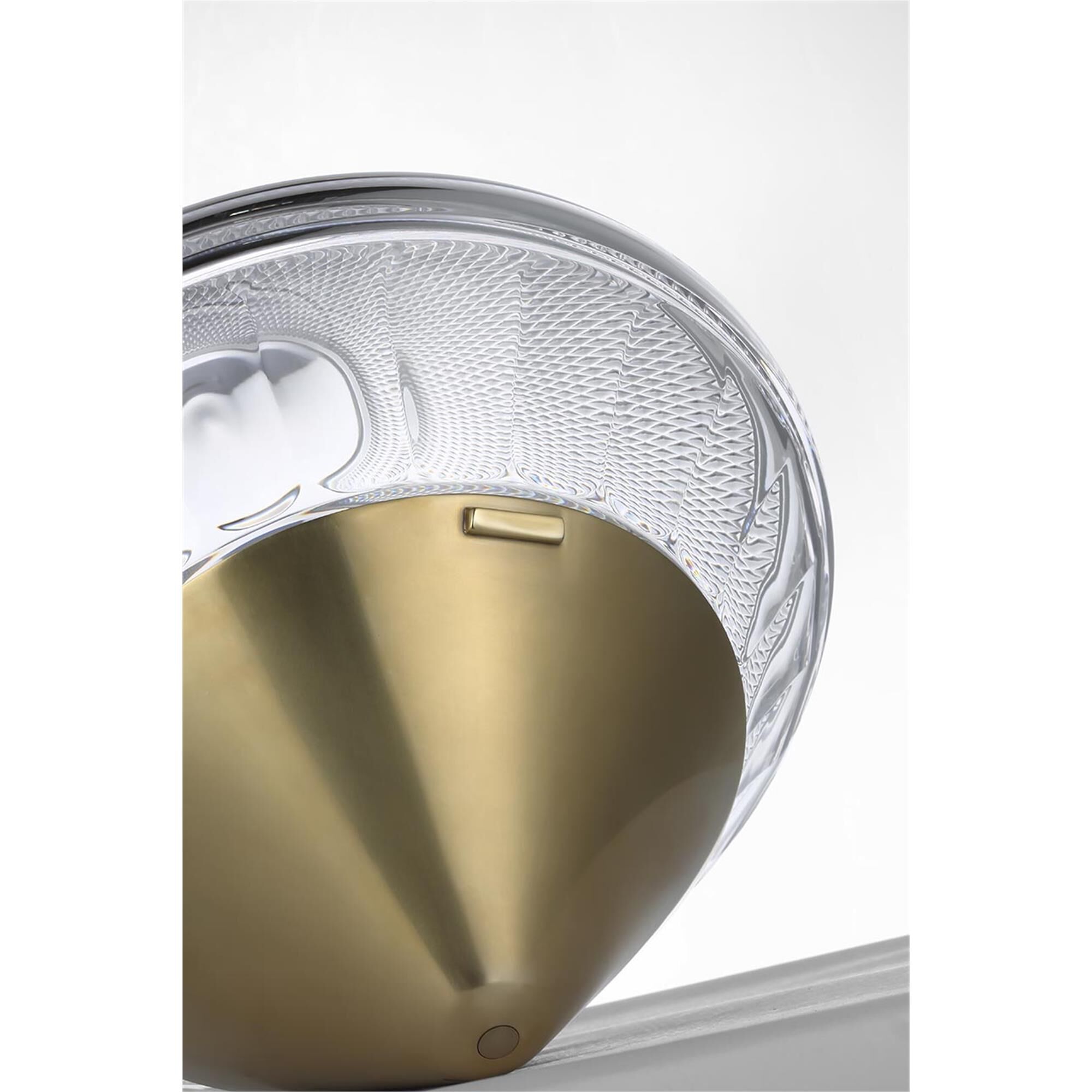 Shown in Natural Brass finish and Clear crystal