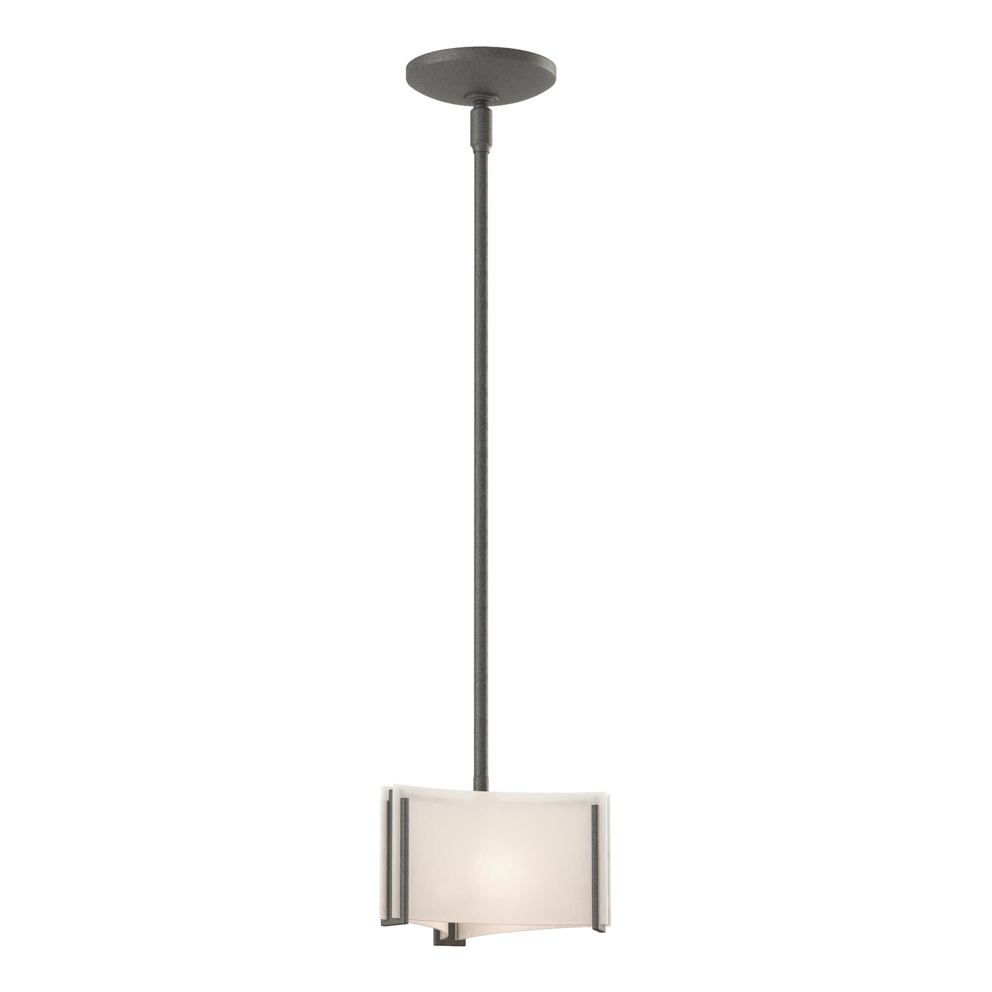 Shown in Natural Iron finish and White Art glass