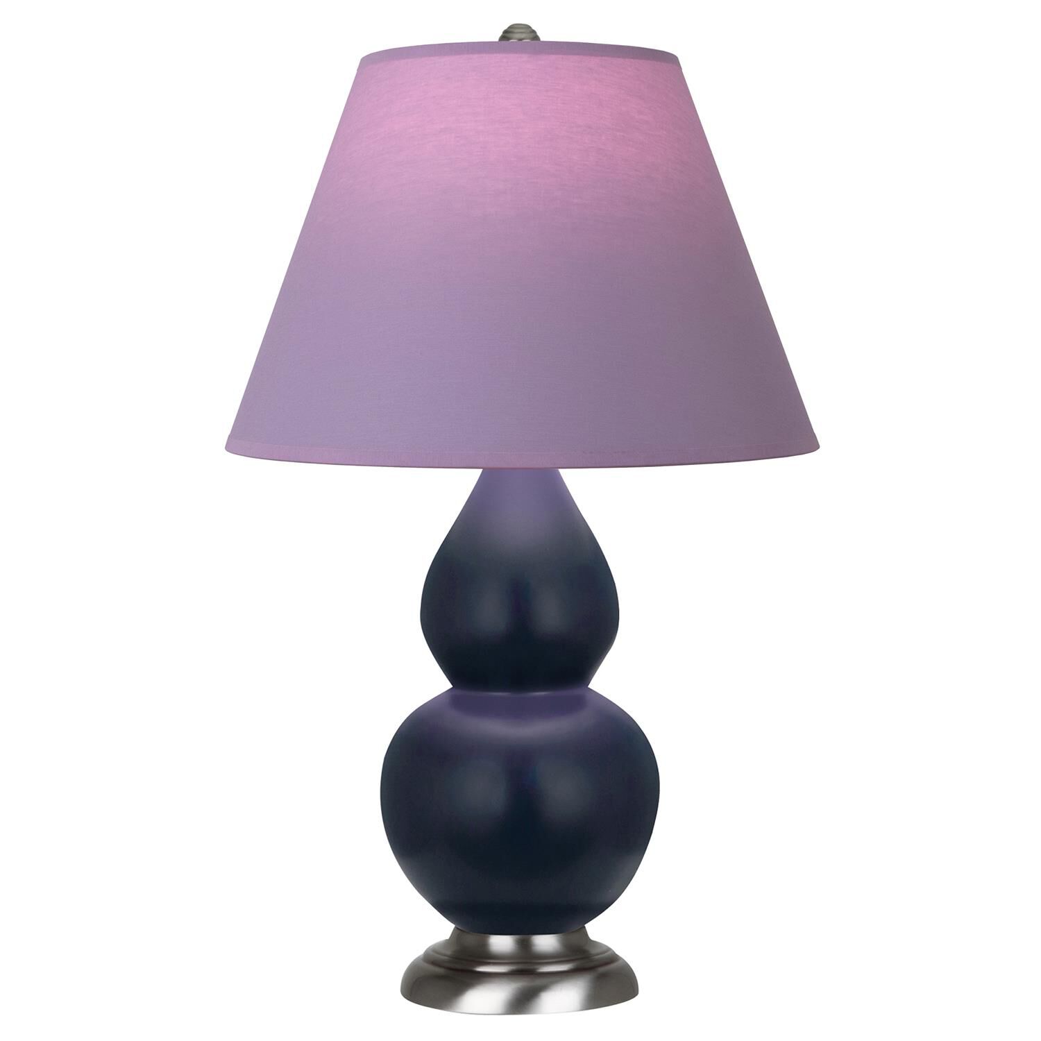 Shown in Matte Midnight Blue finish and Lavender and Plum shade and Antique Silver accent