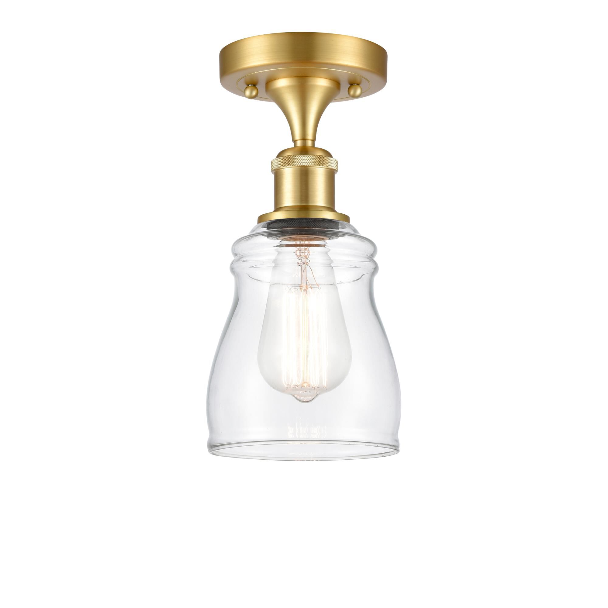 Shown in Satin Gold finish and Clear Ellery glass