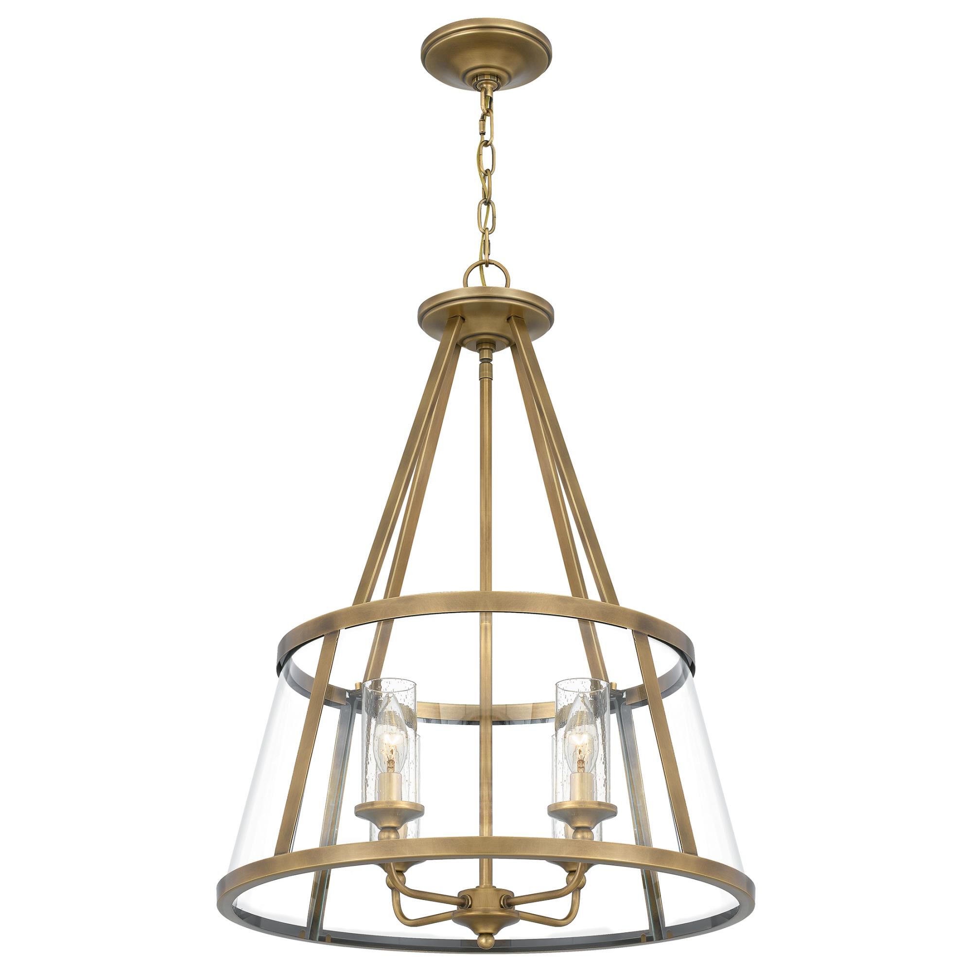 Shown in Weathered Brass finish and Clear Glass, Clear Seedy Glass shade
