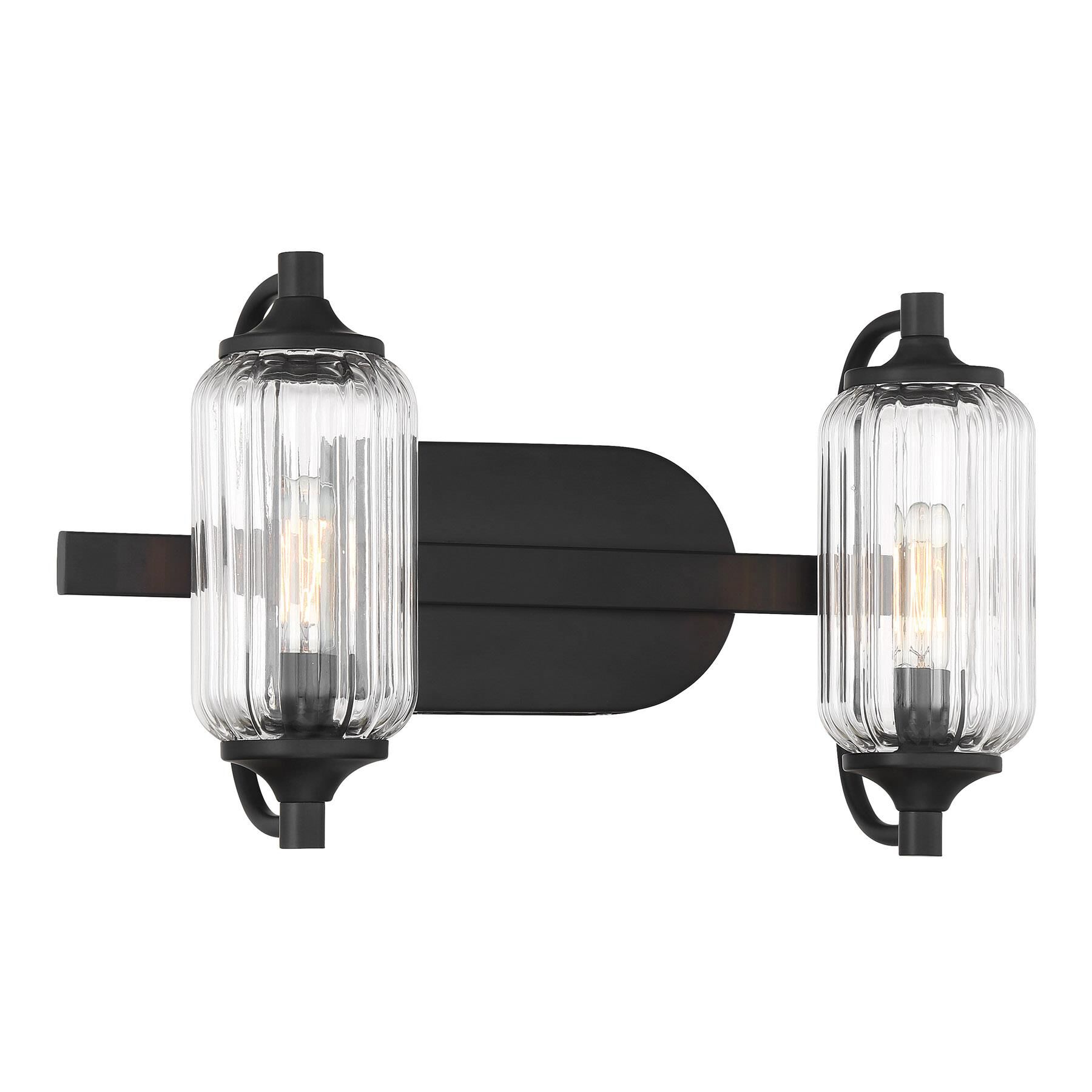 Shown in Matte Black finish and Clear Ribbed glass