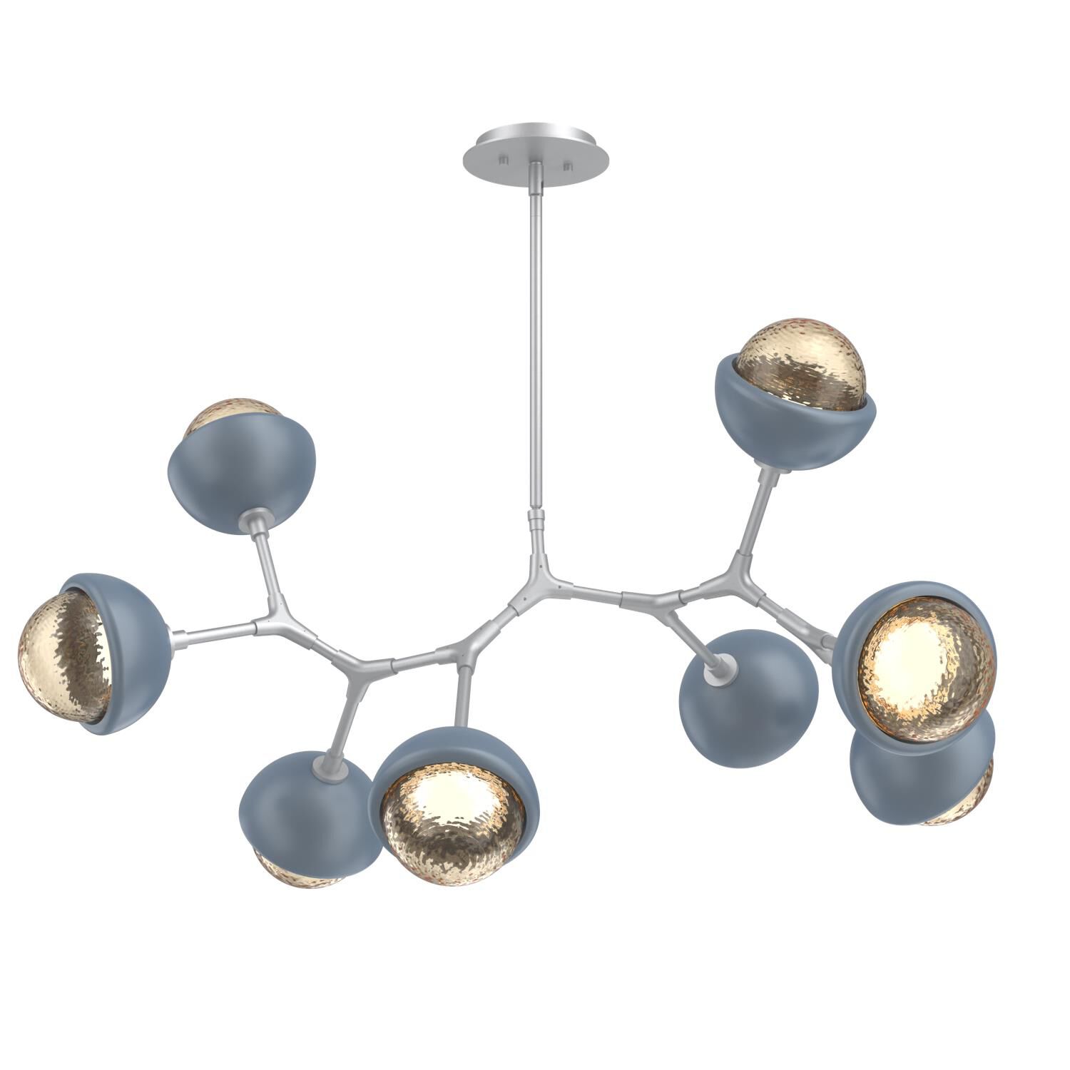 Shown in Classic Silver finish and Amber glass and Poppy Blue accent