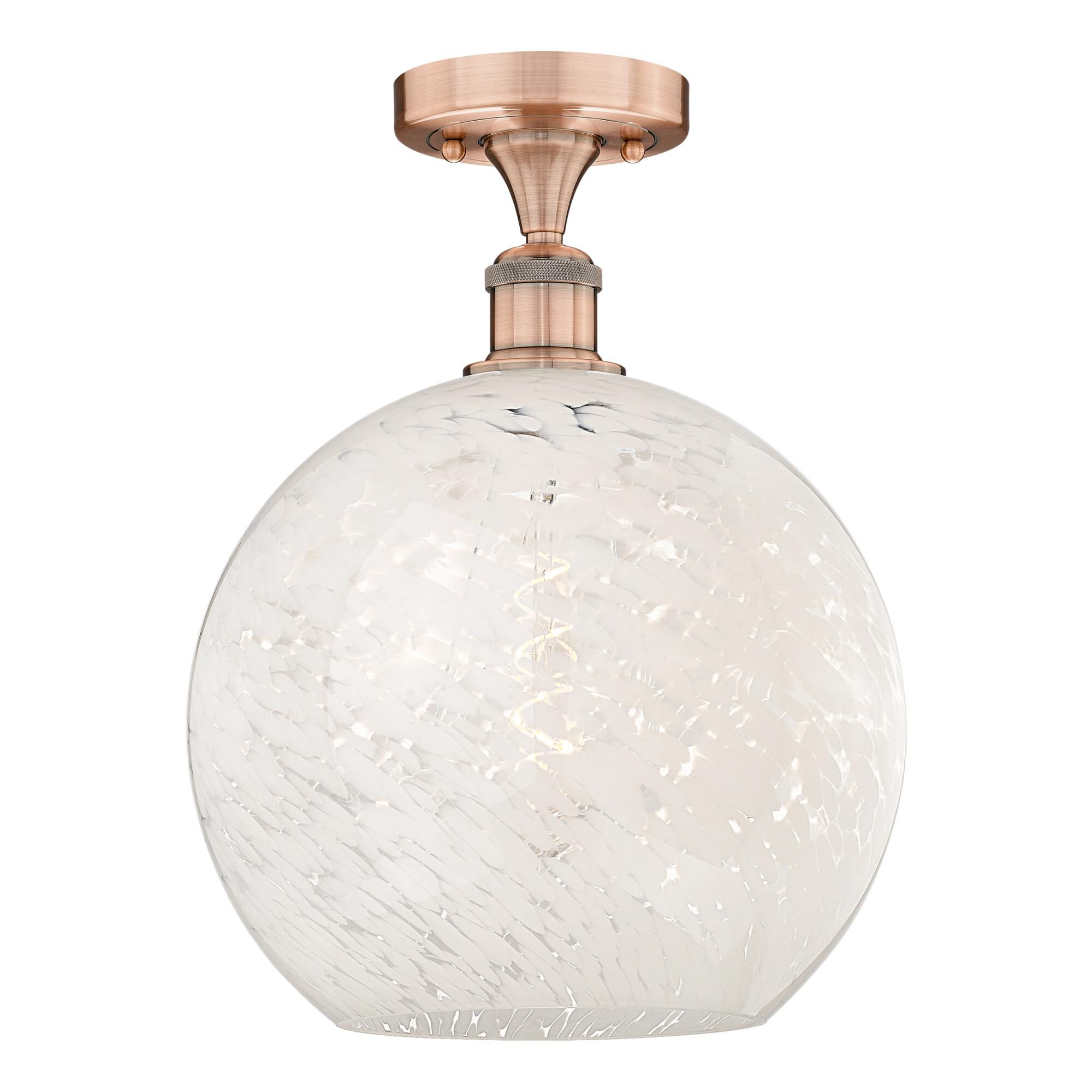 Shown in Antique Copper finish and White Mouchette glass